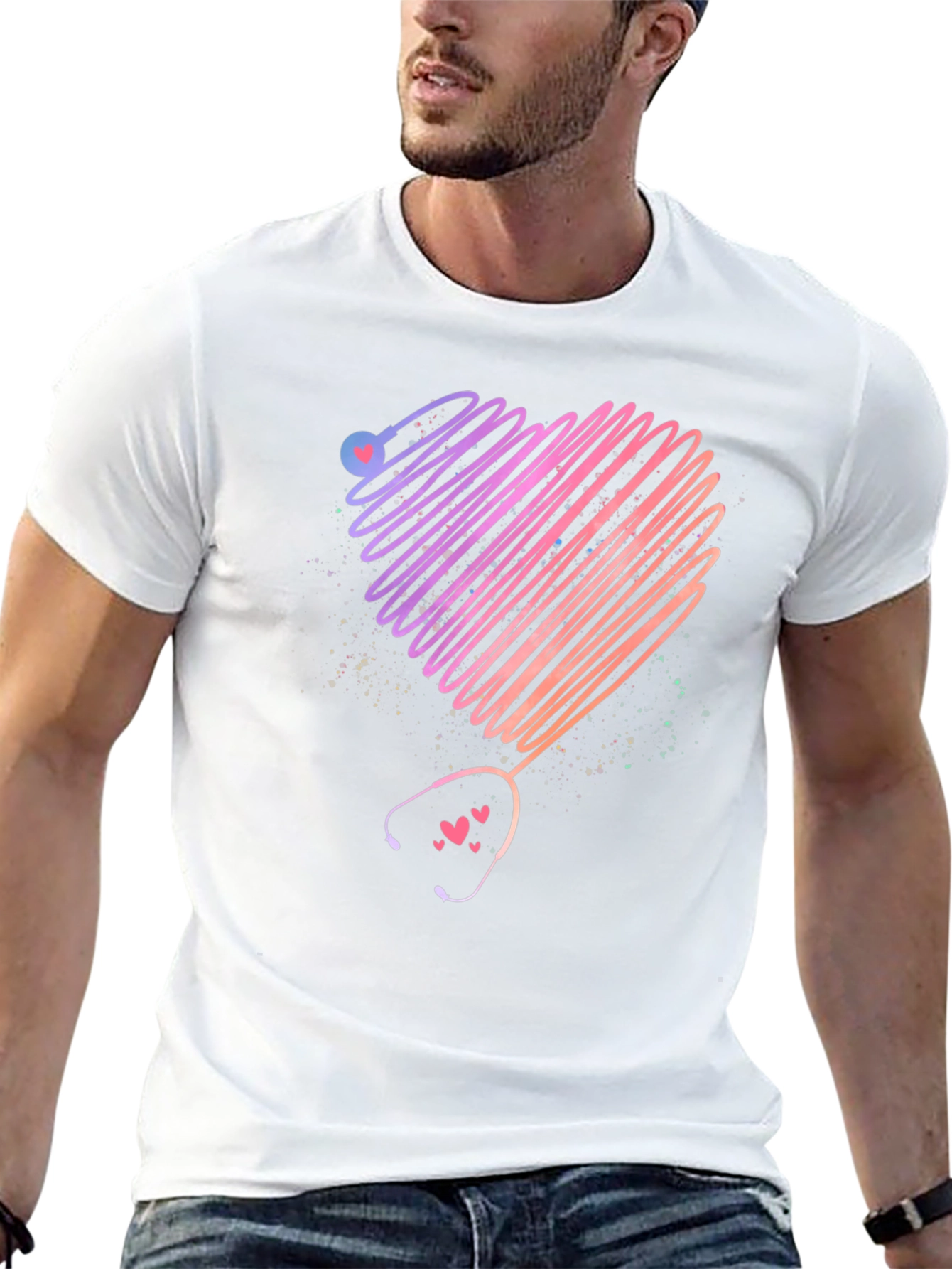Heart Stethoscope Graphic T-Shirt - Medical Love