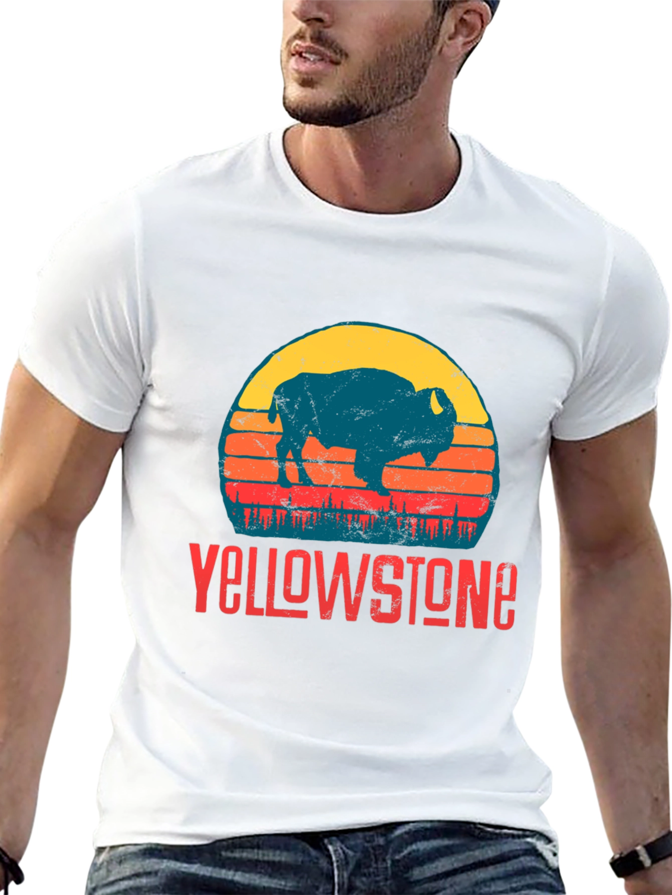 Yellowstone Bison Graphic Tee - Retro Style