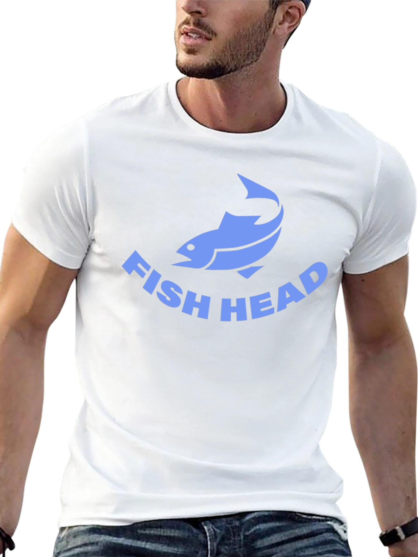 Fish Head Graphic Tee - Black Cotton T-Shirt