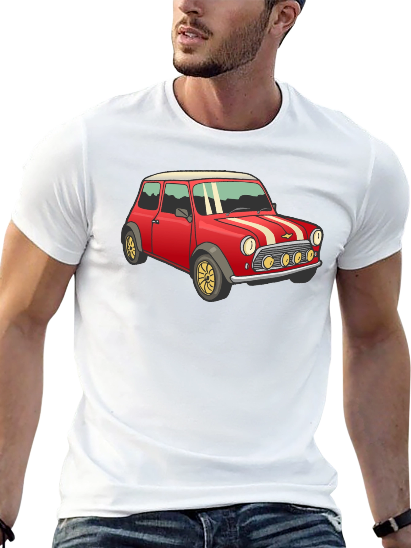 Retro Red Mini Car Graphic T-Shirt