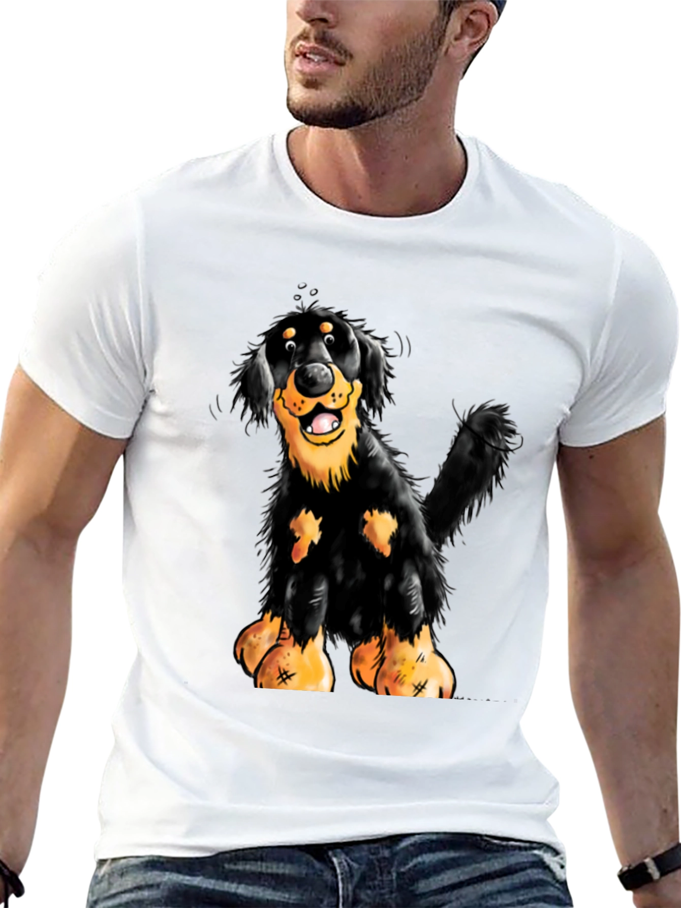 Cartoon Dog Graphic Black T-Shirt