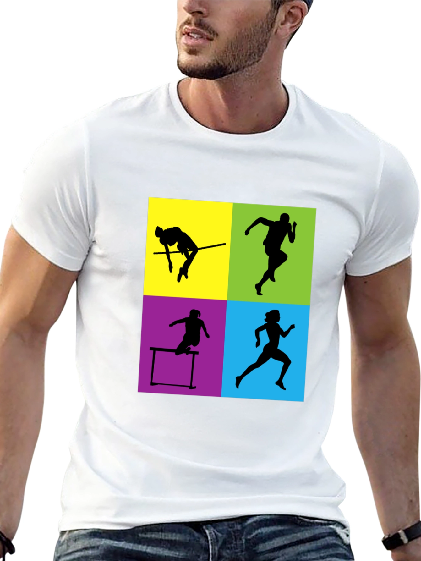 Athletic Silhouette Graphic Tee - Sporty Style