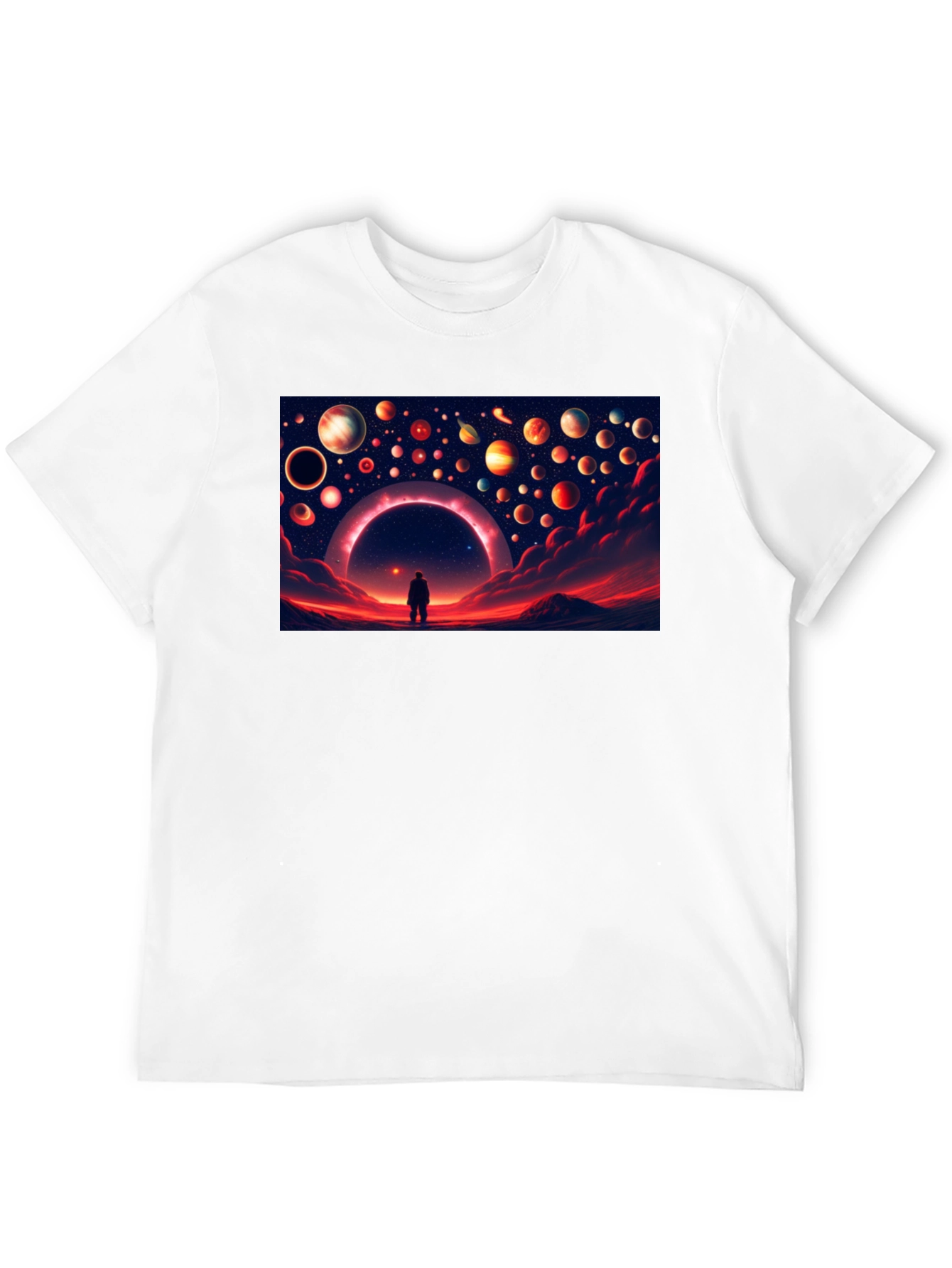 Cosmic Dreamscape Graphic Tee - Black Cotton