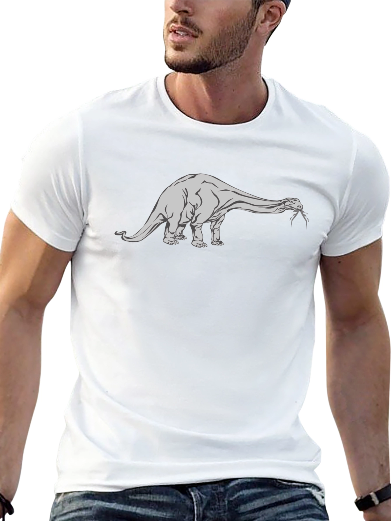 Dinosaur Graphic Tee - Black Cotton T-Shirt