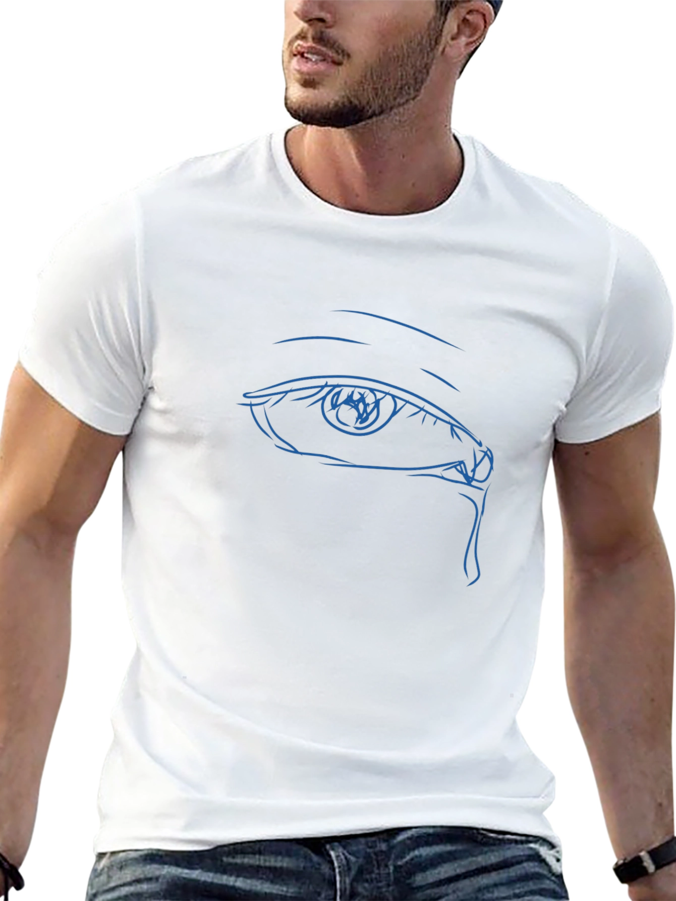 Mens Black T-Shirt with Blue Eye Graphic