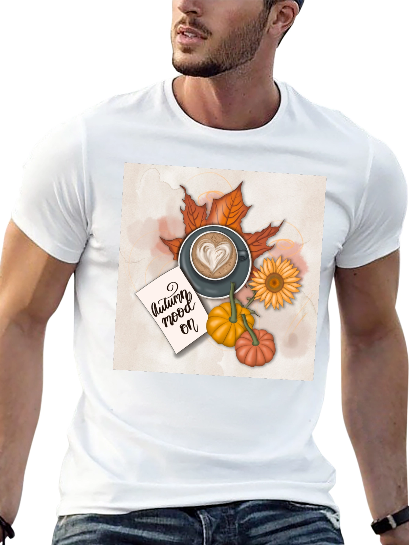 Autumn Vibes T-Shirt Coffee & Pumpkin Design