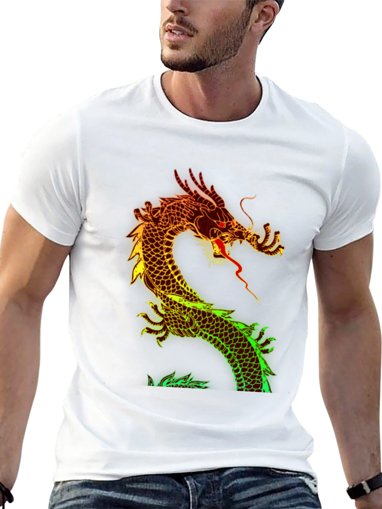 Dragon Graphic Print Black T-Shirt