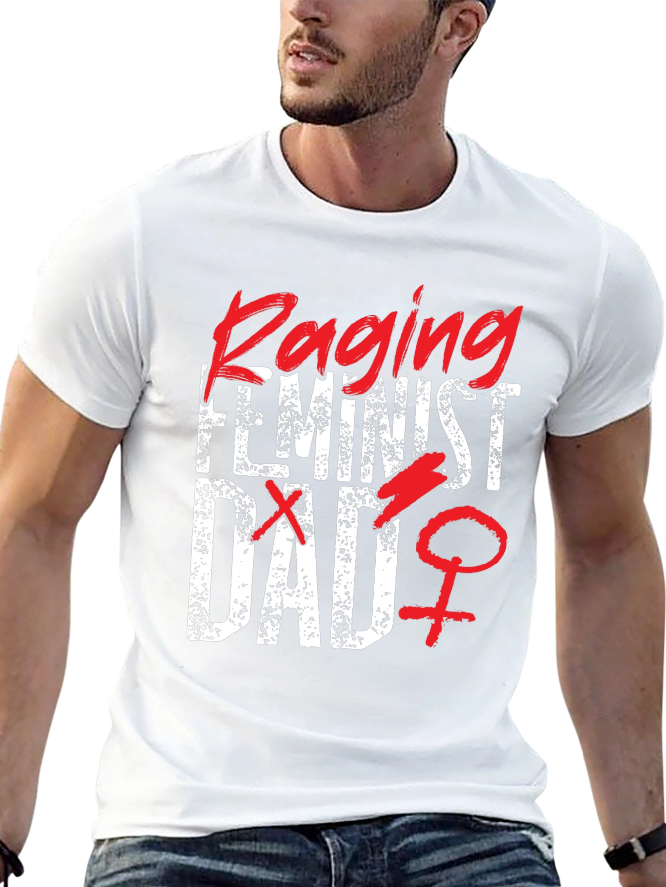 Raging Feminist Dad Graphic T-Shirt - Black Cotton Blend