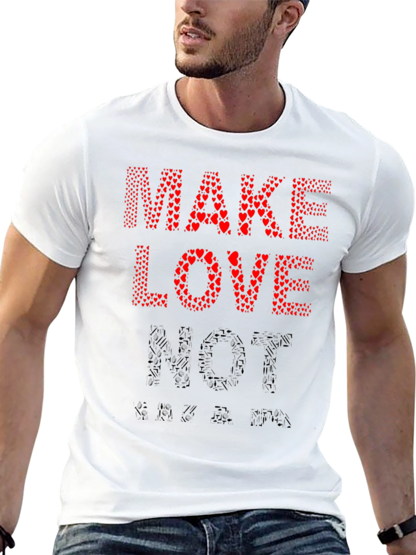 Make Love Not War T-Shirt - Heart Design