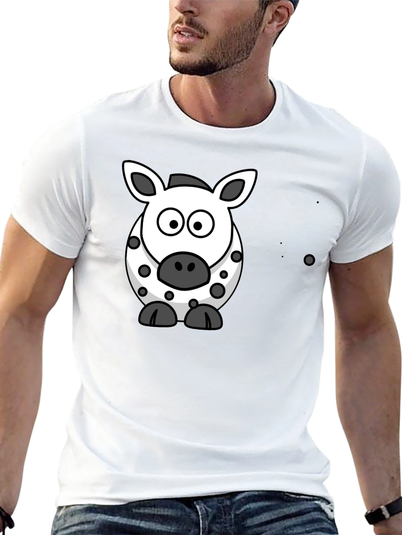 Cartoon Zebra Graphic Black T-Shirt