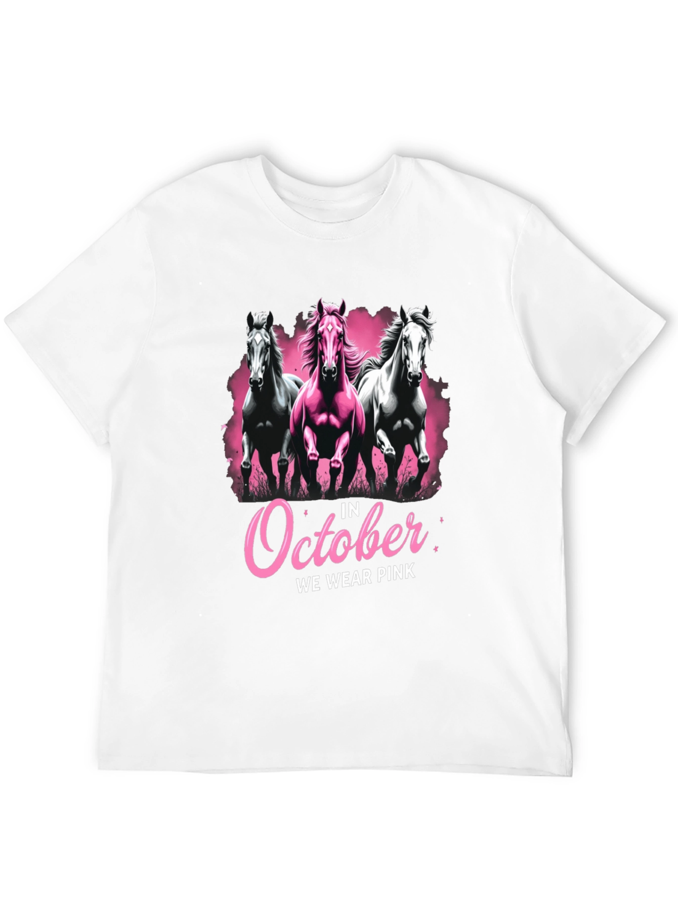 October We Wear Pink Horse Graphic T-Shirt