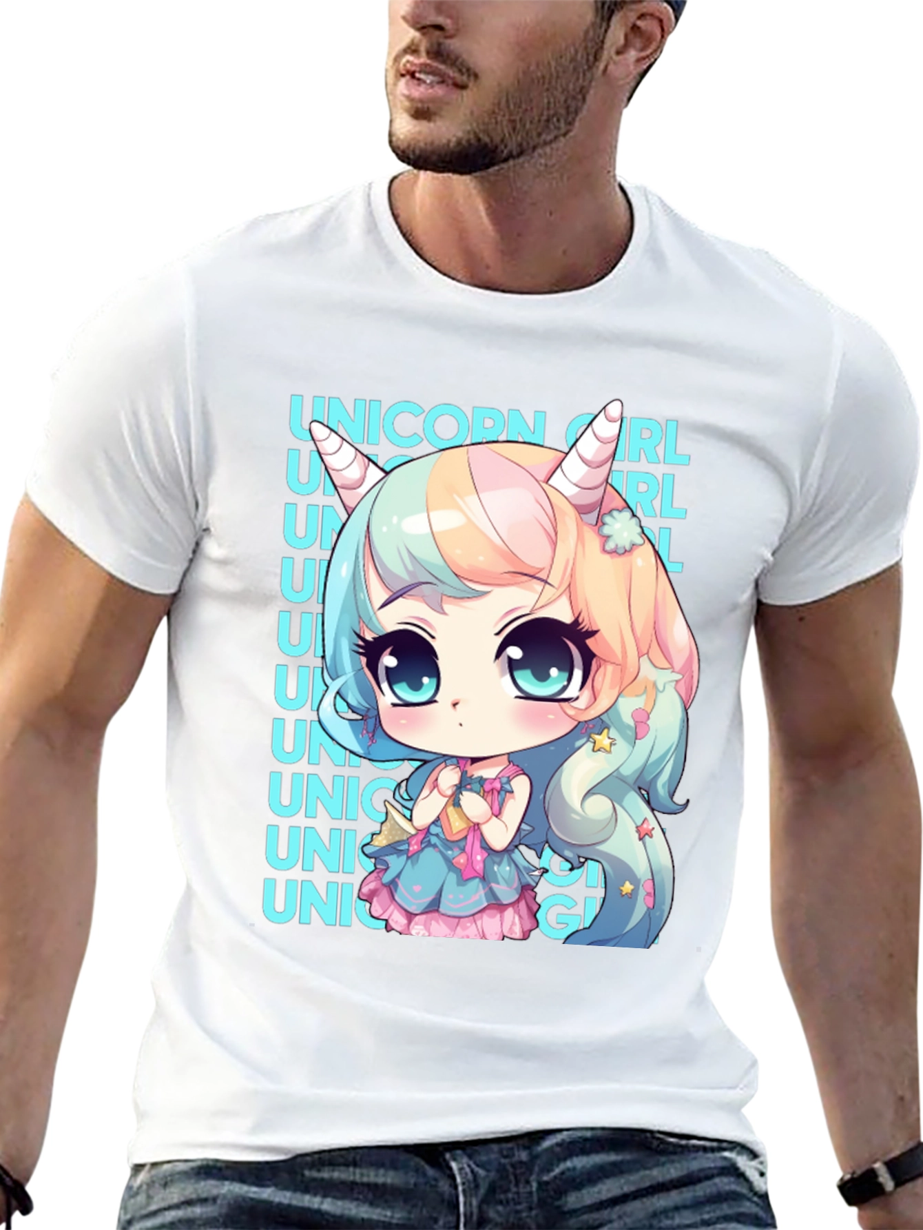 Unicorn Girl Anime Style Graphic Tee