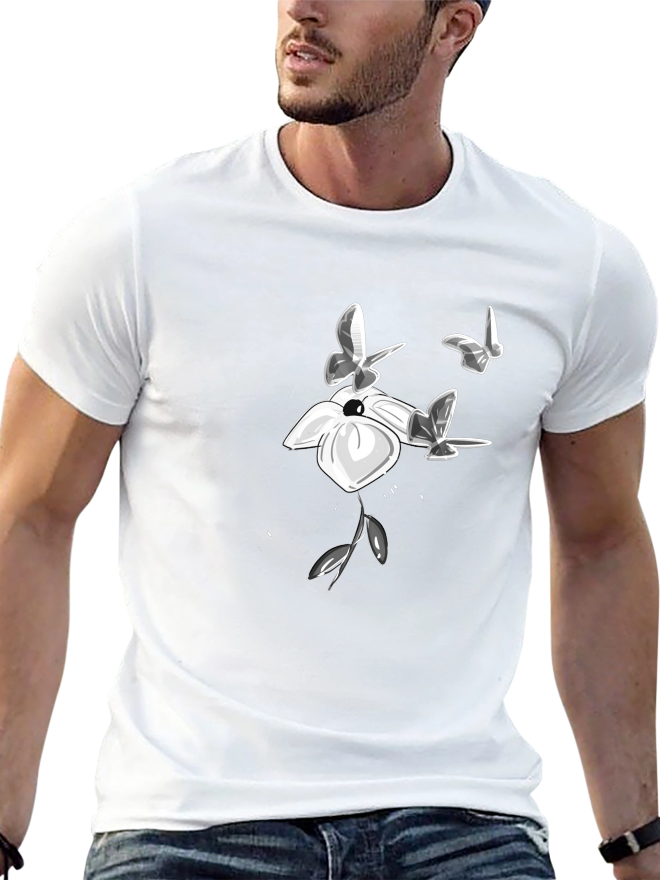 Flower and Butterfly Graphic Tee