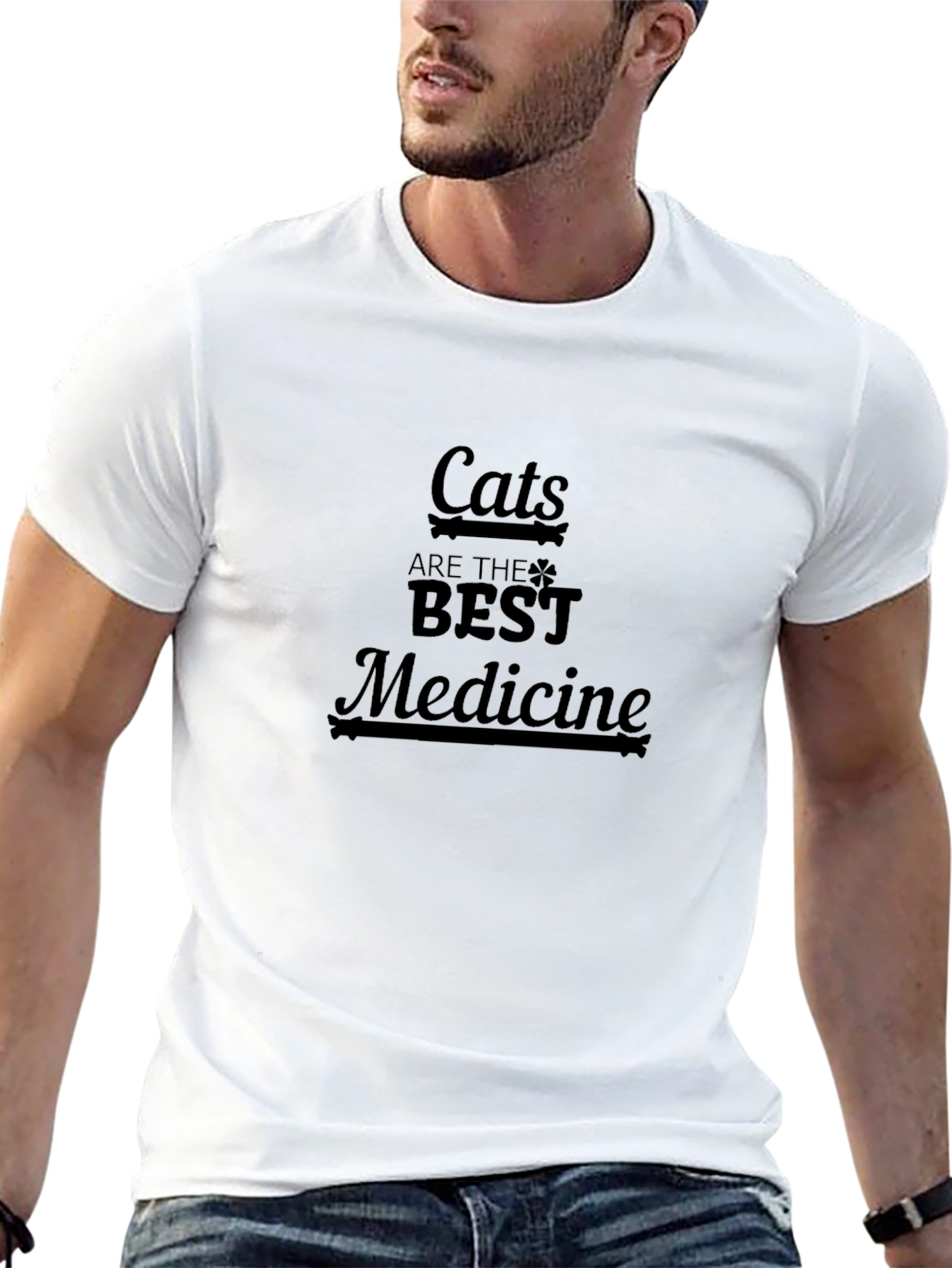Cats are the Best Medicine Graphic Tee - Black