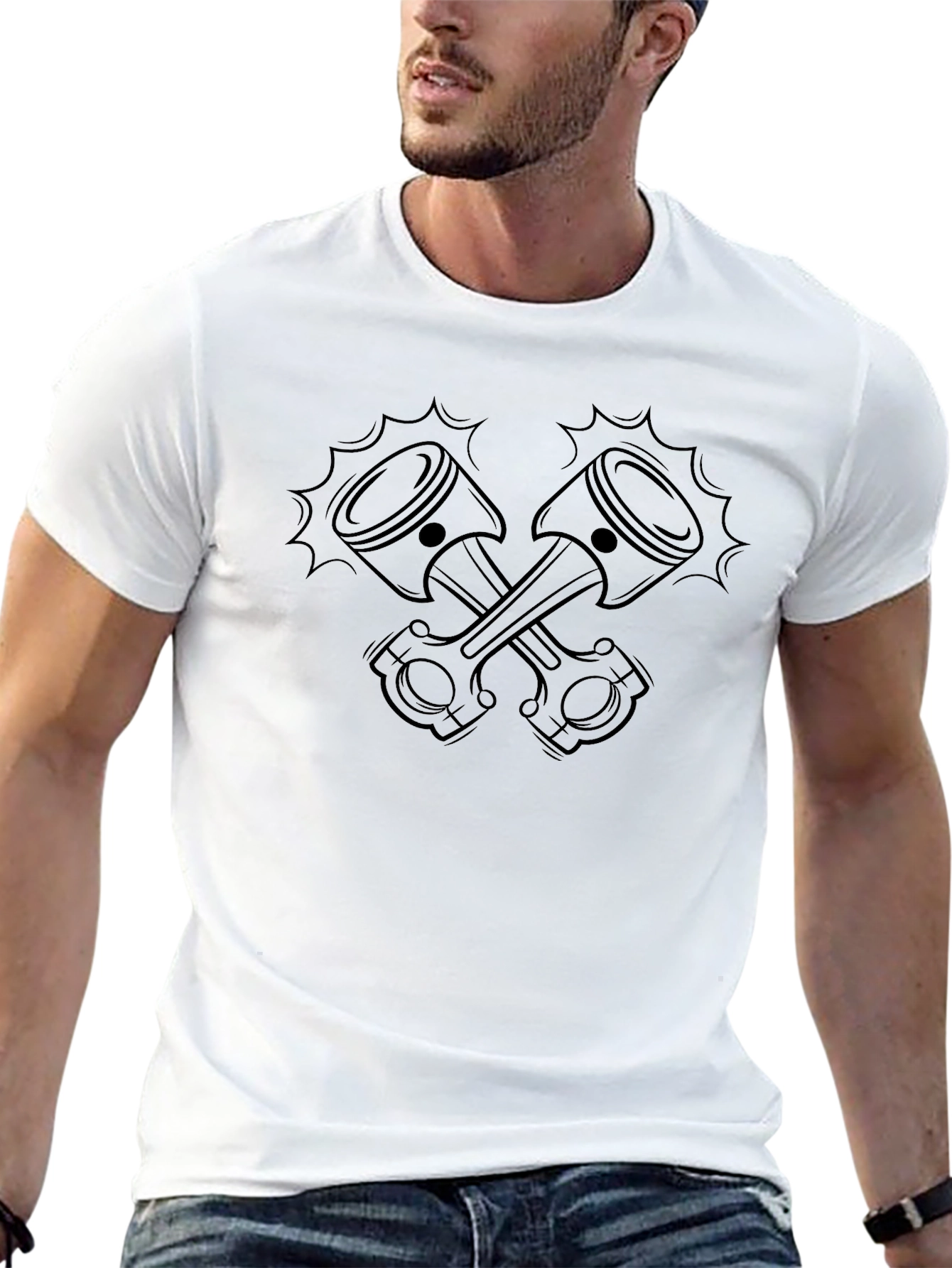 Crossed Pistons Graphic Tee - Black