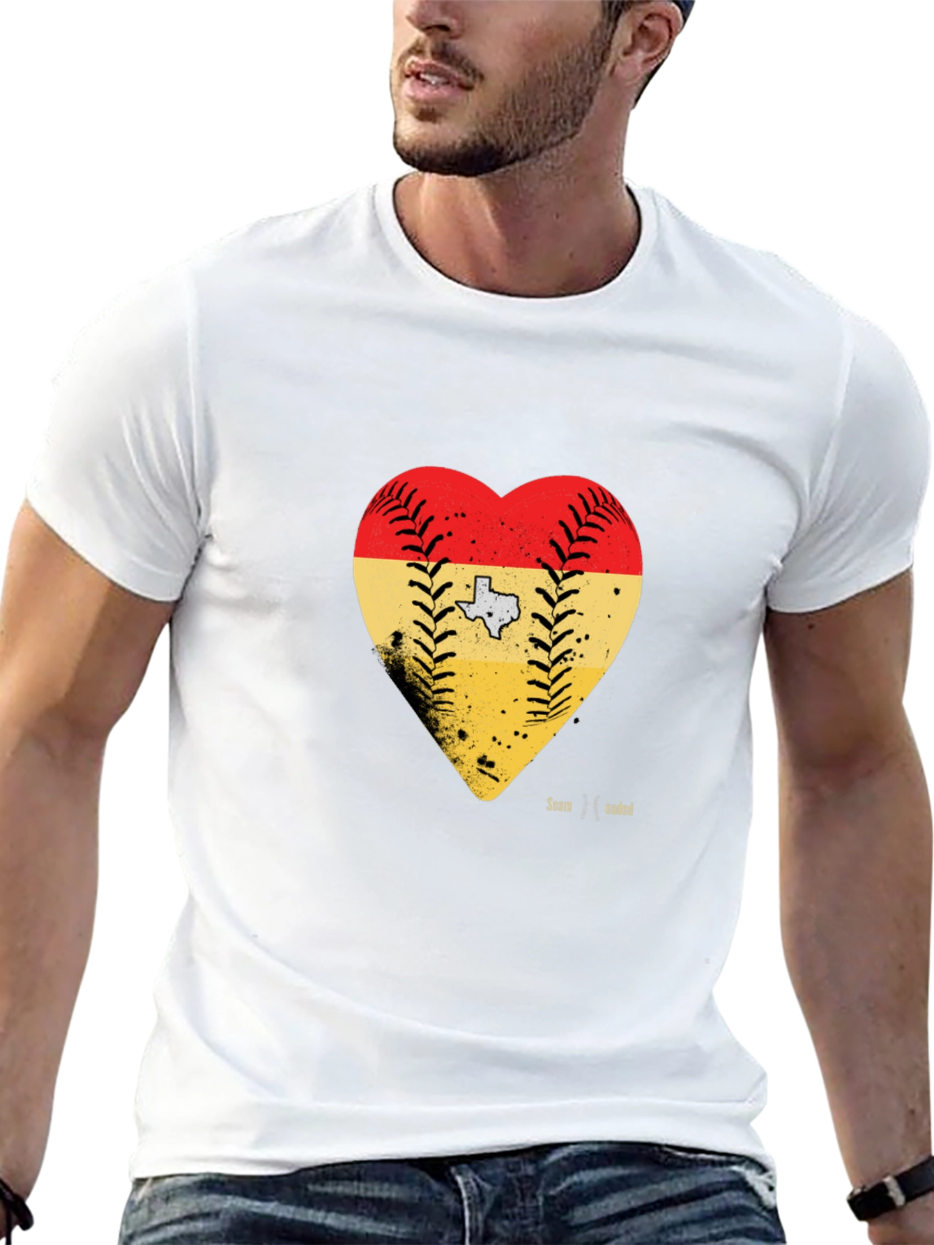 Texas Baseball Heart Graphic T-Shirt