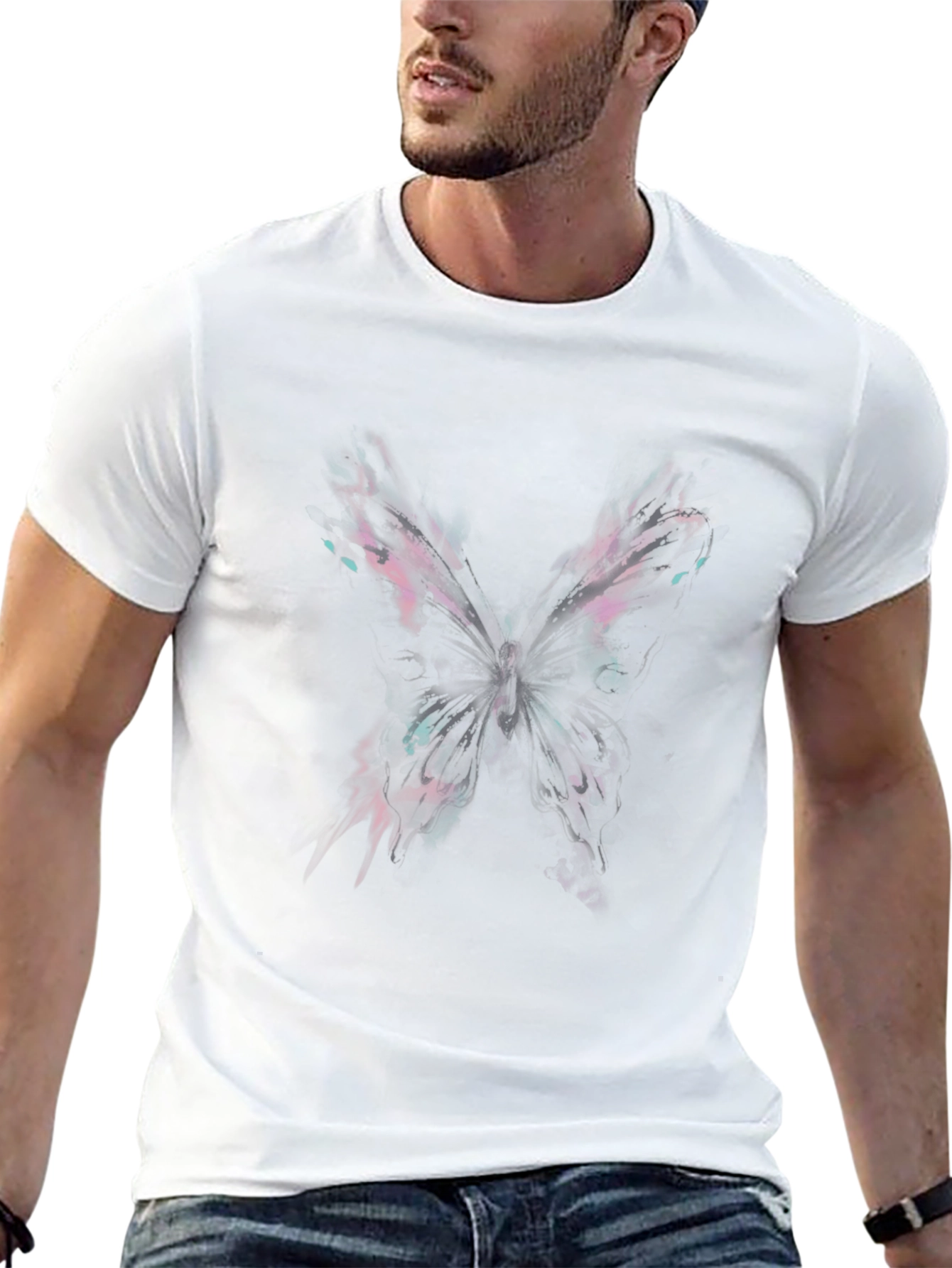 Butterfly Graphic Print Black T-Shirt