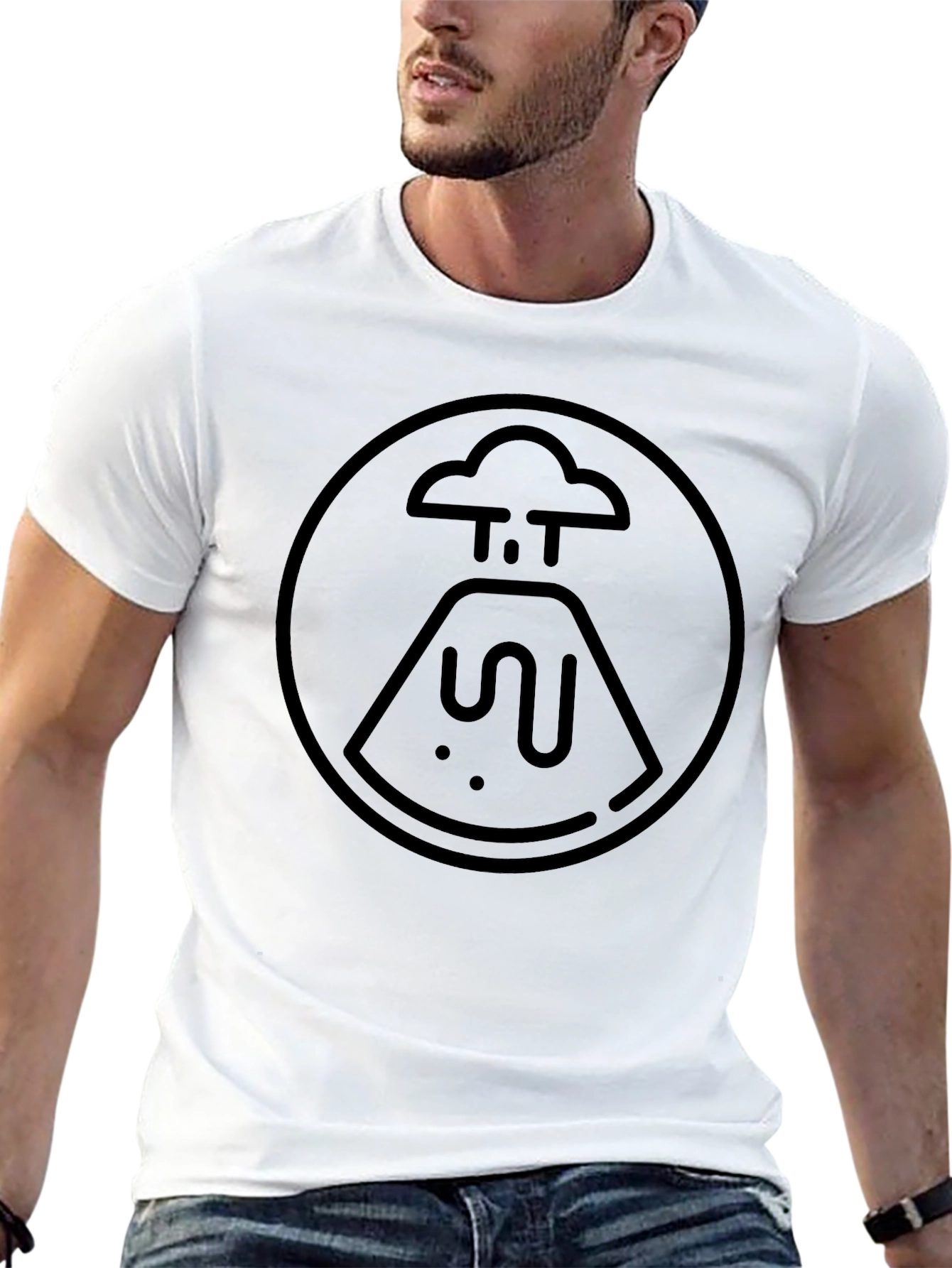 Volcano Graphic Tee - Classic Black Cotton T-Shirt