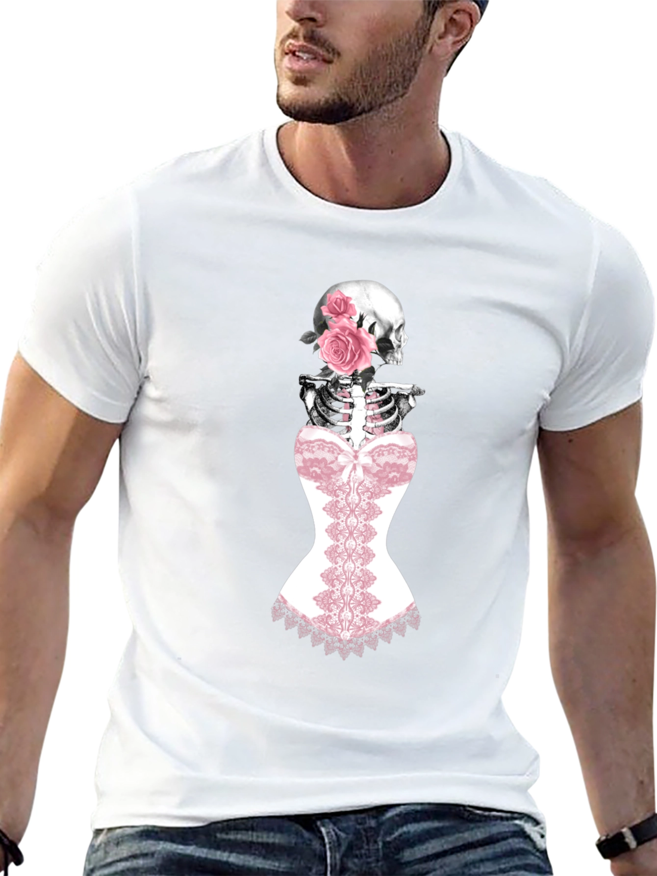 Skeleton Corset Rose Graphic T-Shirt