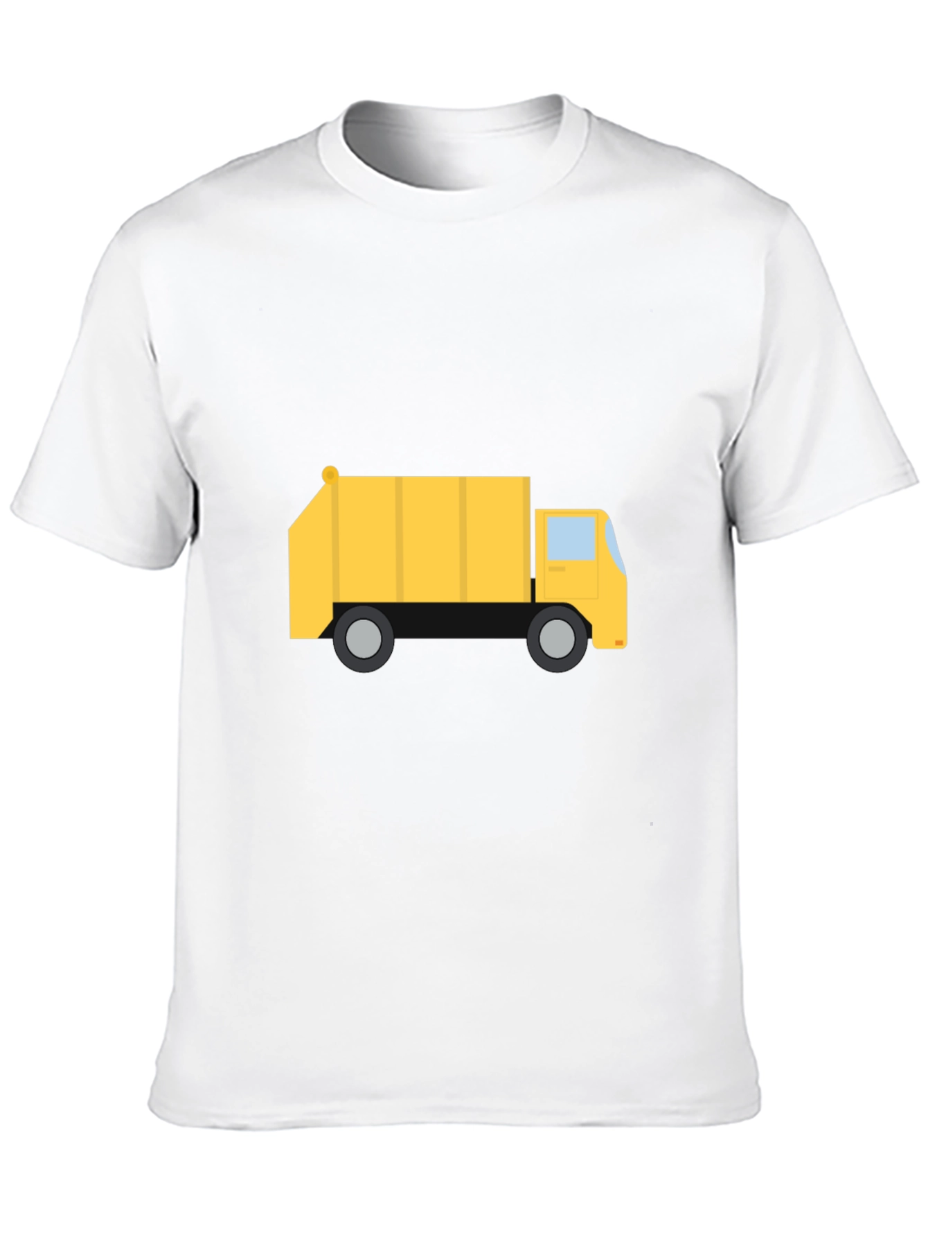 Yellow Garbage Truck Graphic Tee - Black Cotton T-Shirt