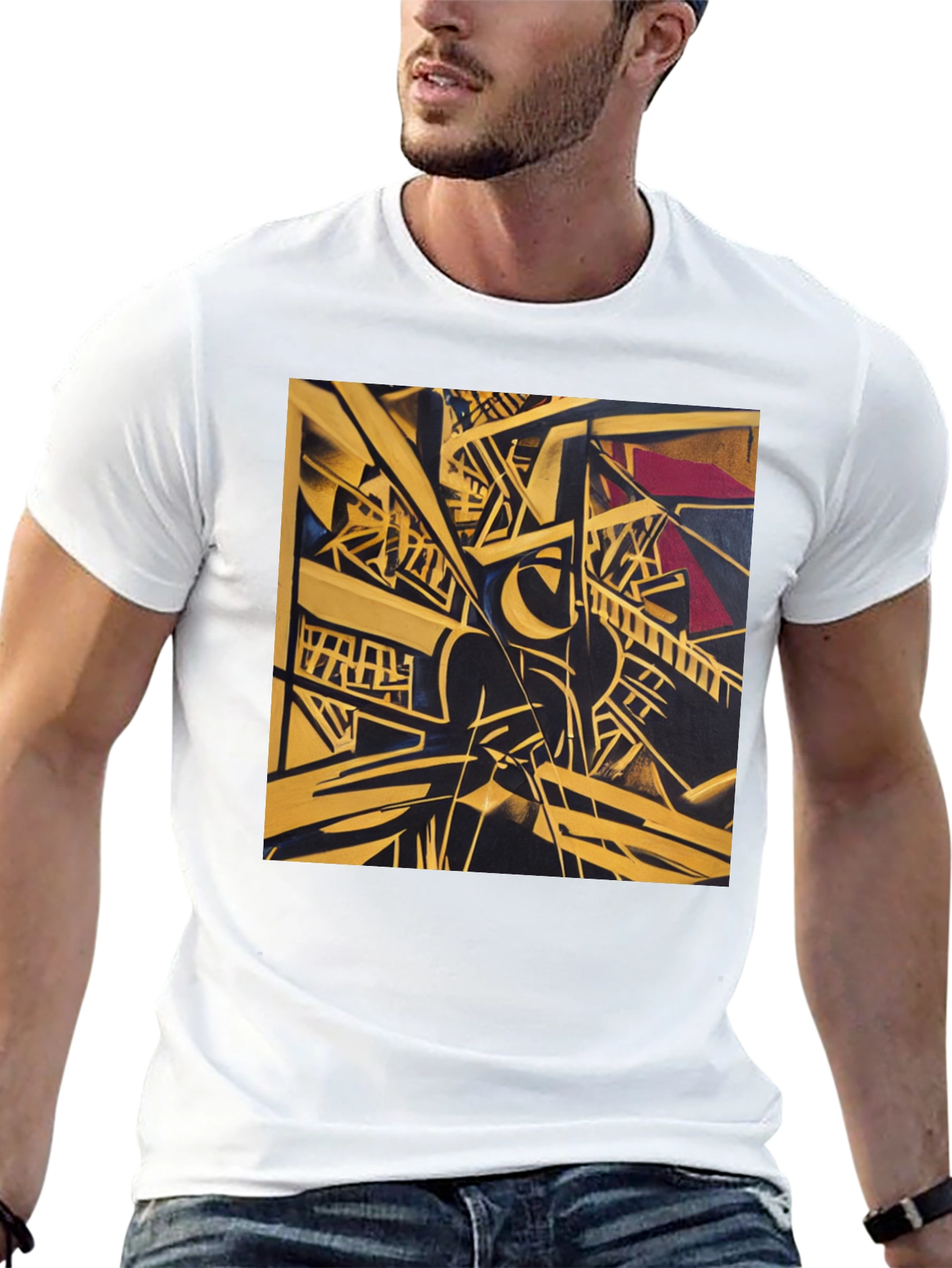 Abstract Geometric Art Print Black T-Shirt