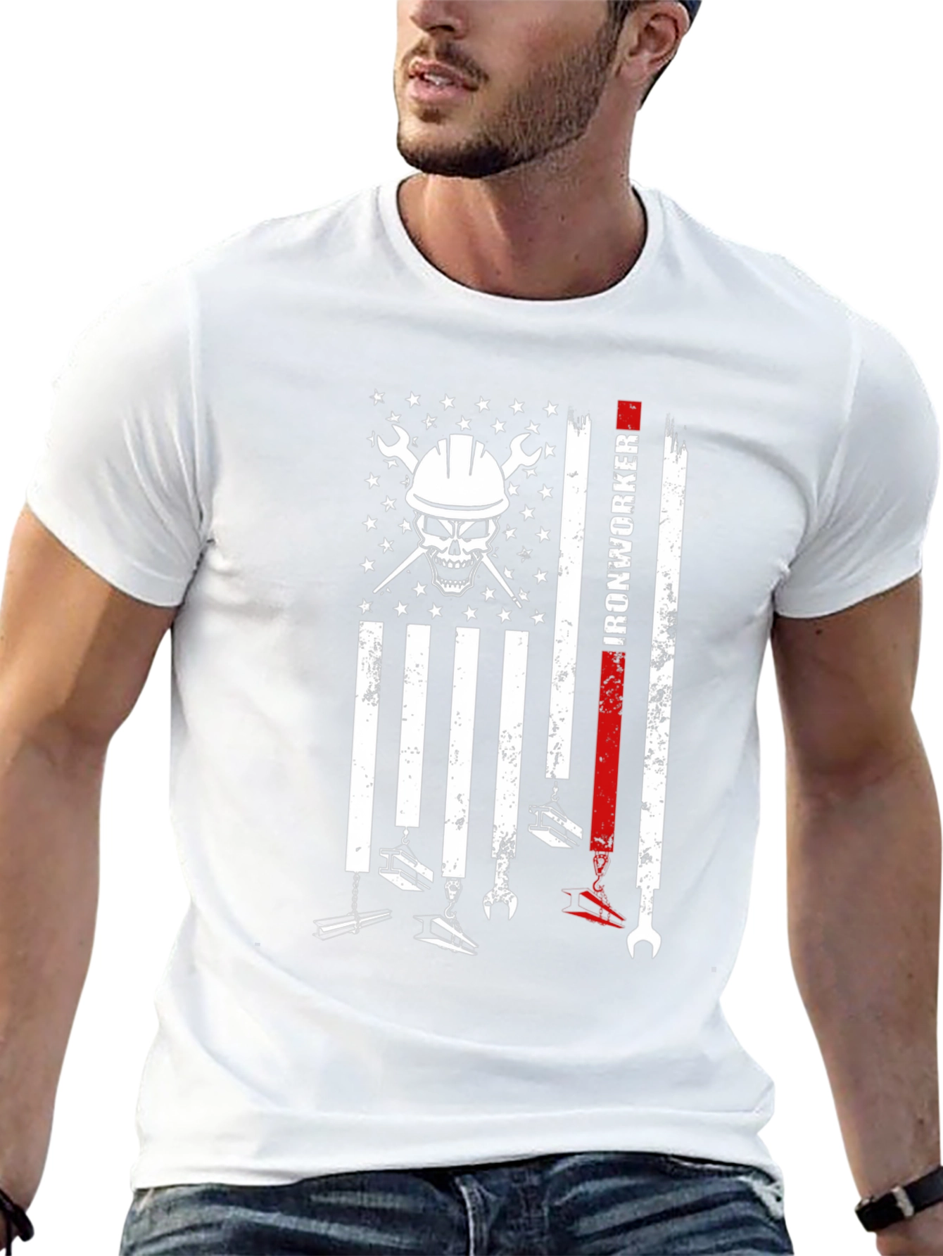Ironworker Skull Flag T-Shirt