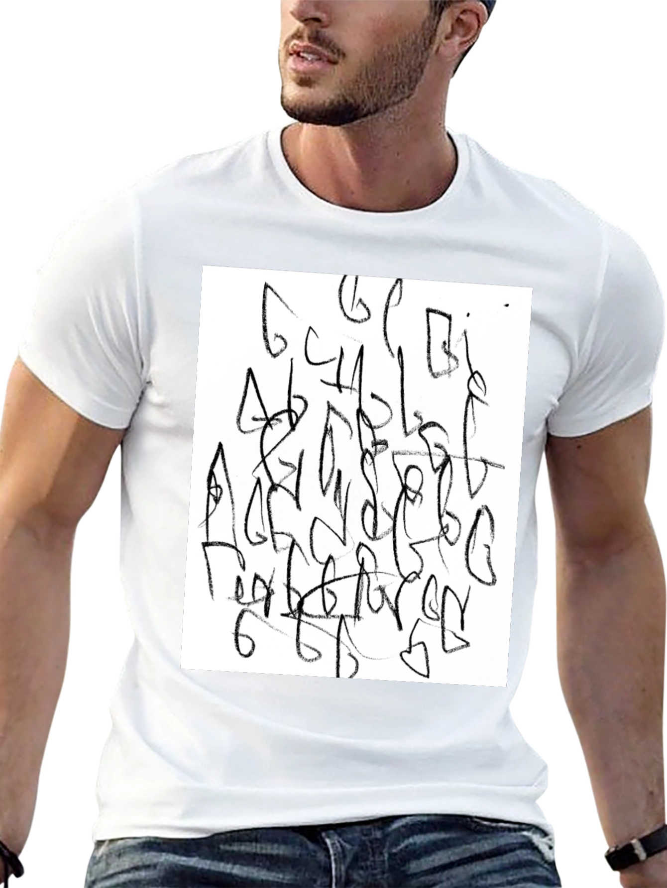 Abstract Graphic Tee - Black Casual Shirt