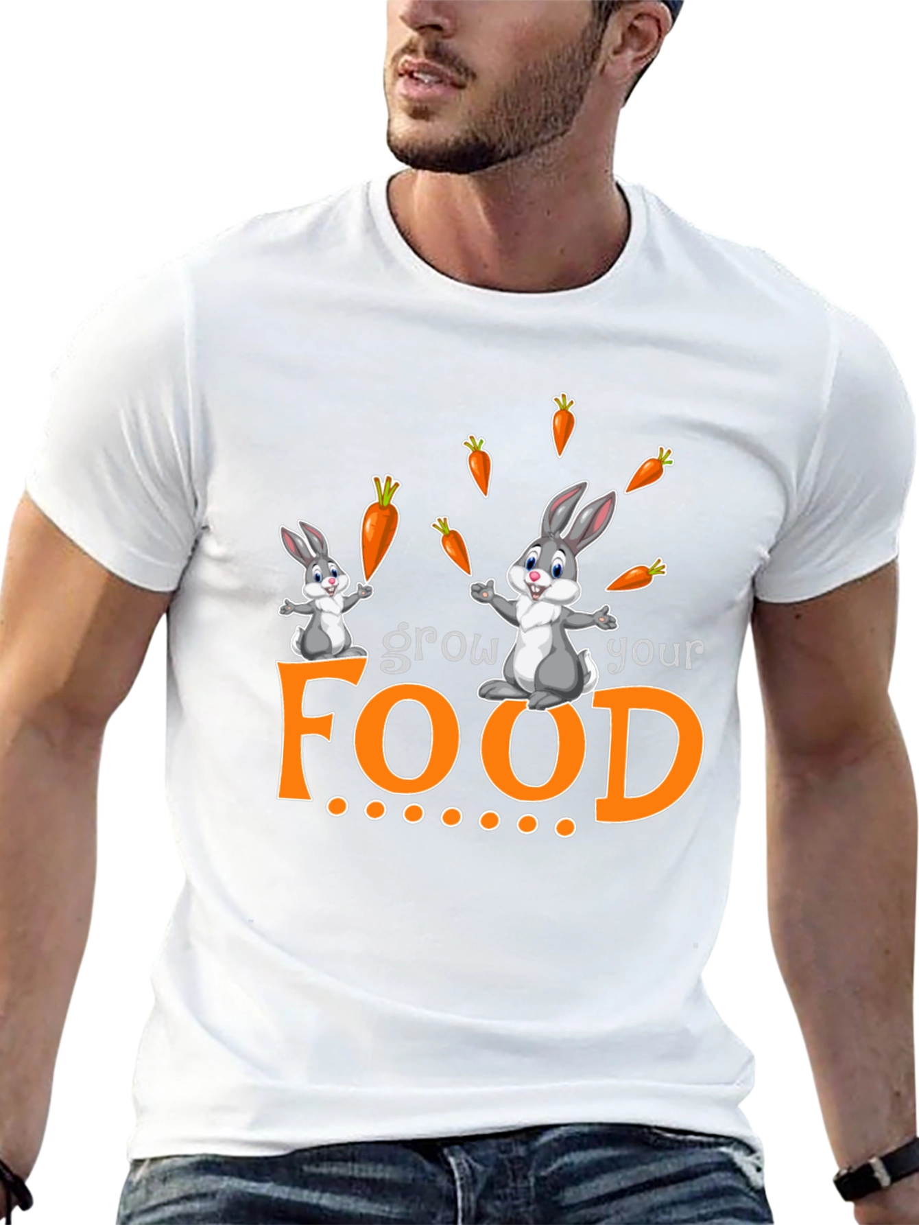 Grow Your Food Bunny Rabbit Graphic T-Shirt