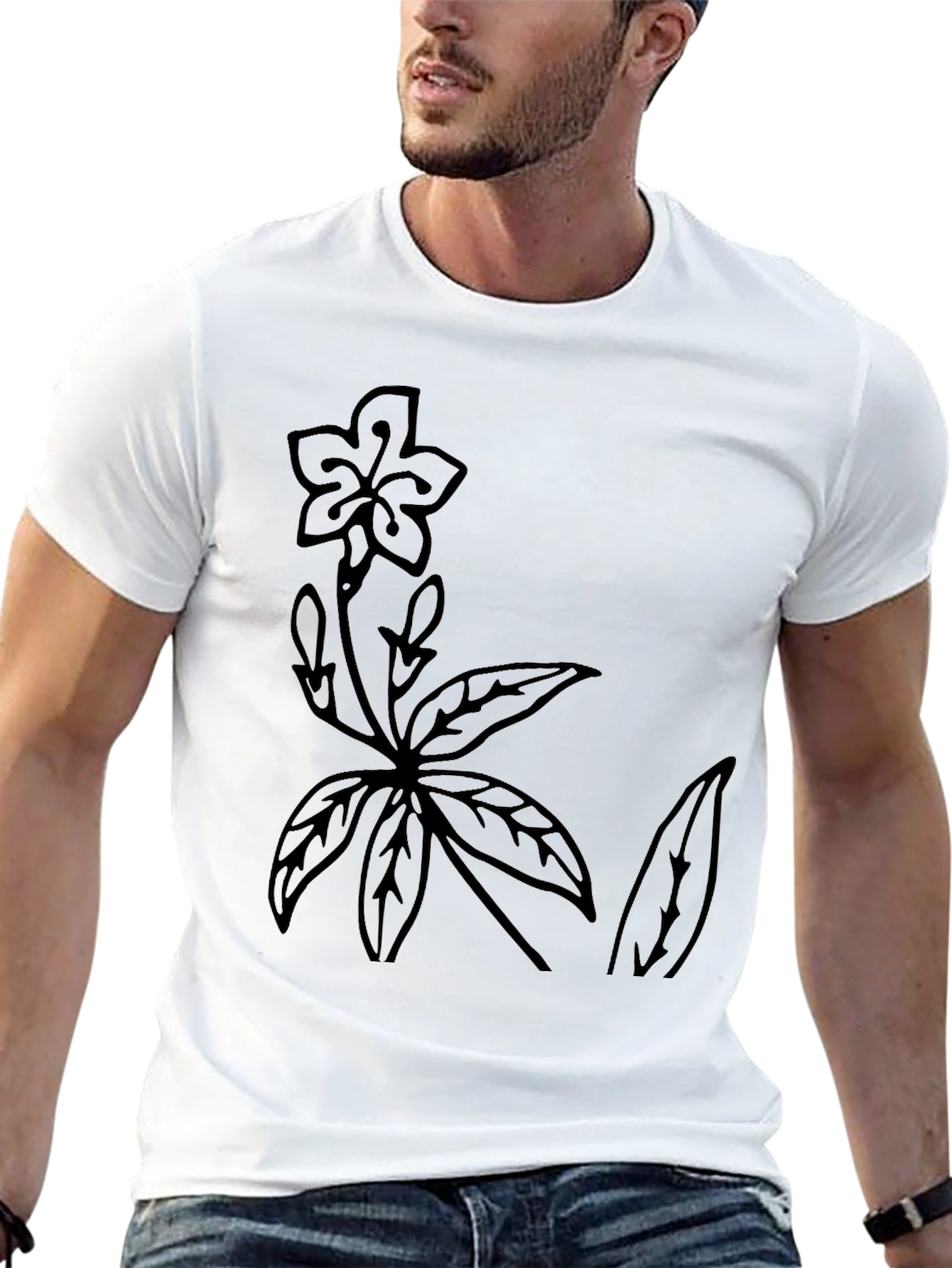 Botanical Print Black T-Shirt