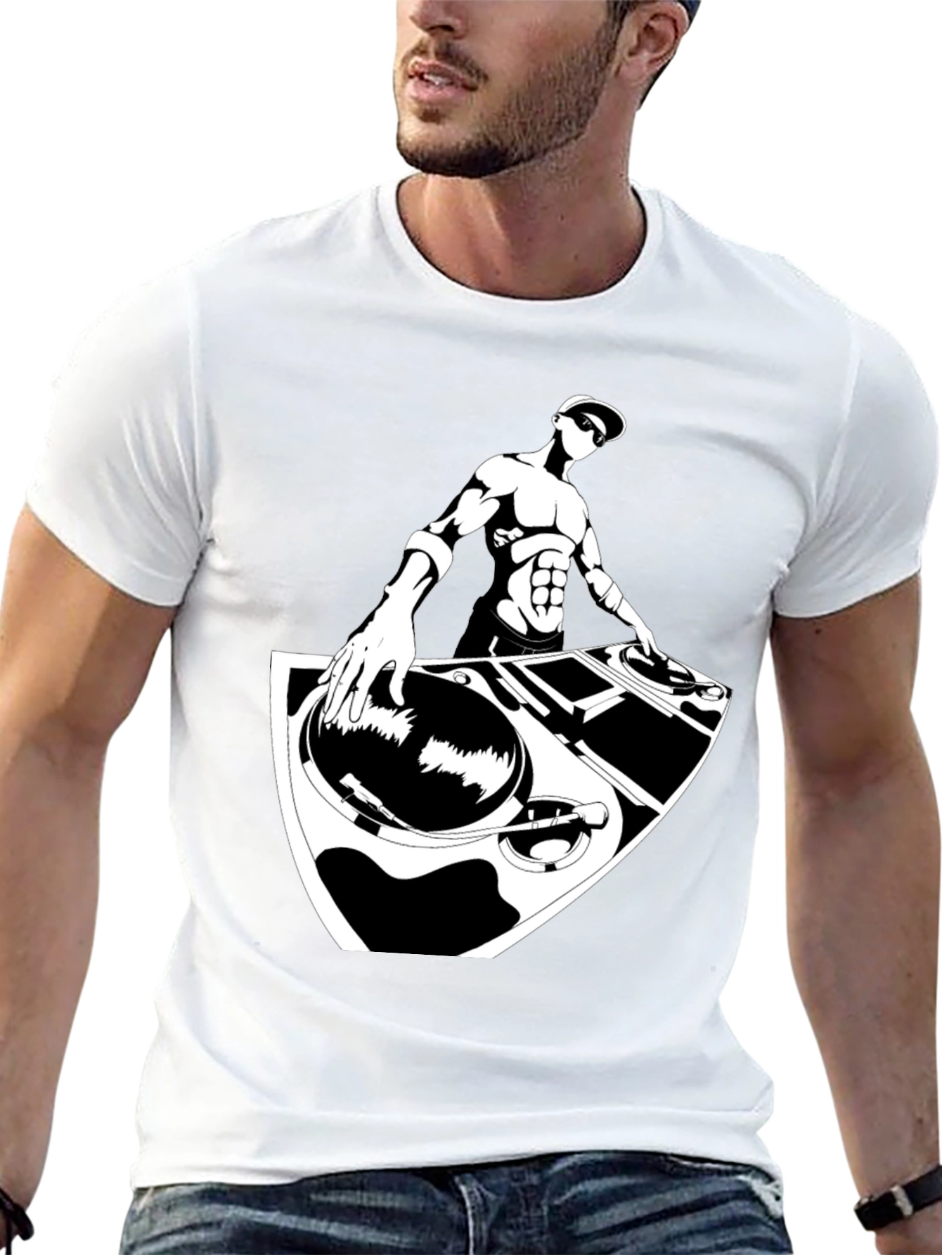 DJ Graphic T-Shirt - Black Cotton Blend Tee