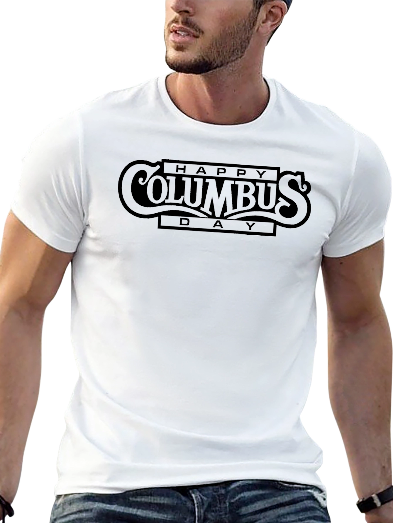Happy Columbus Day Black Graphic Tee