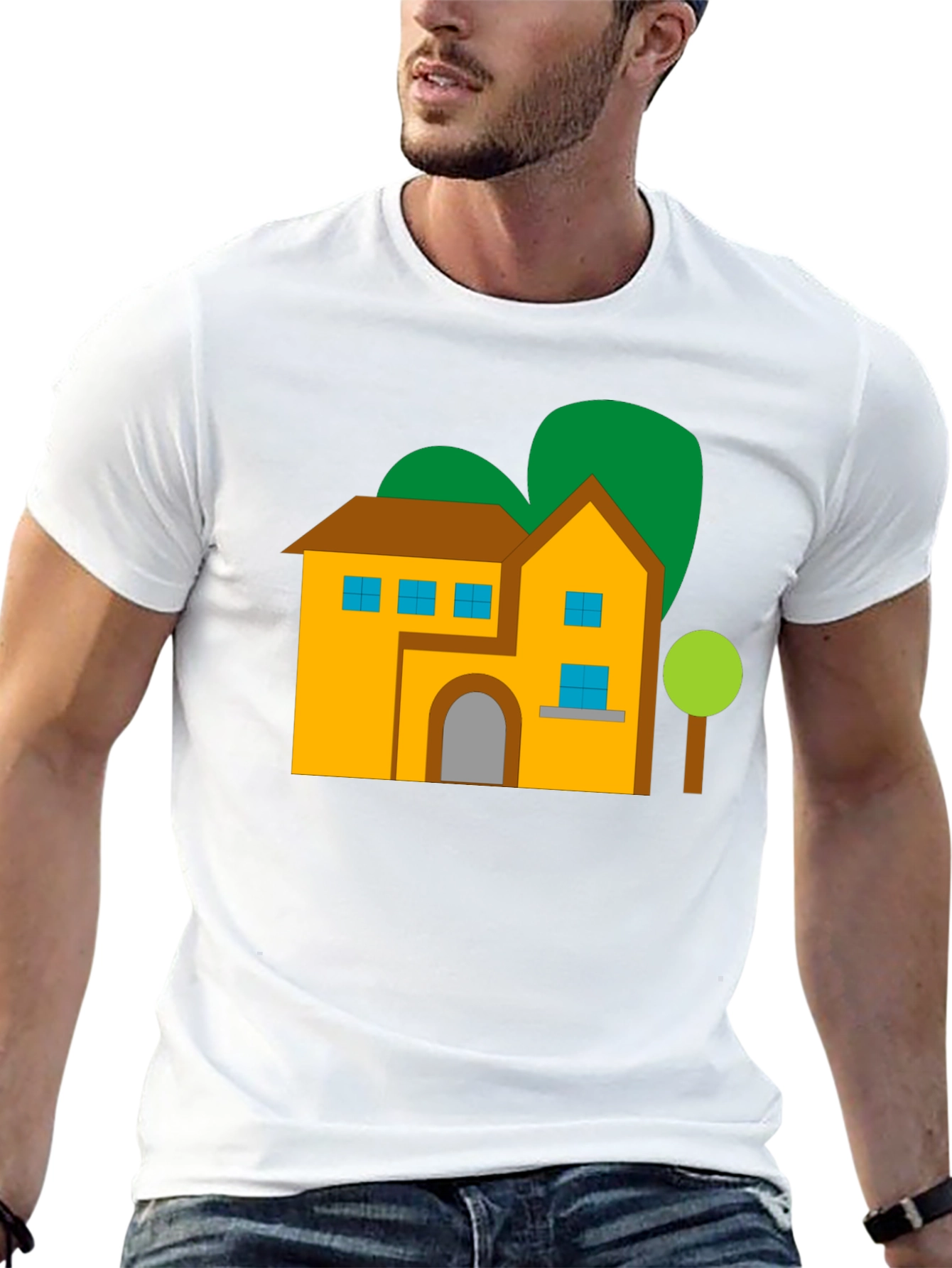 House Graphic Tee - Black Cotton Blend Shirt