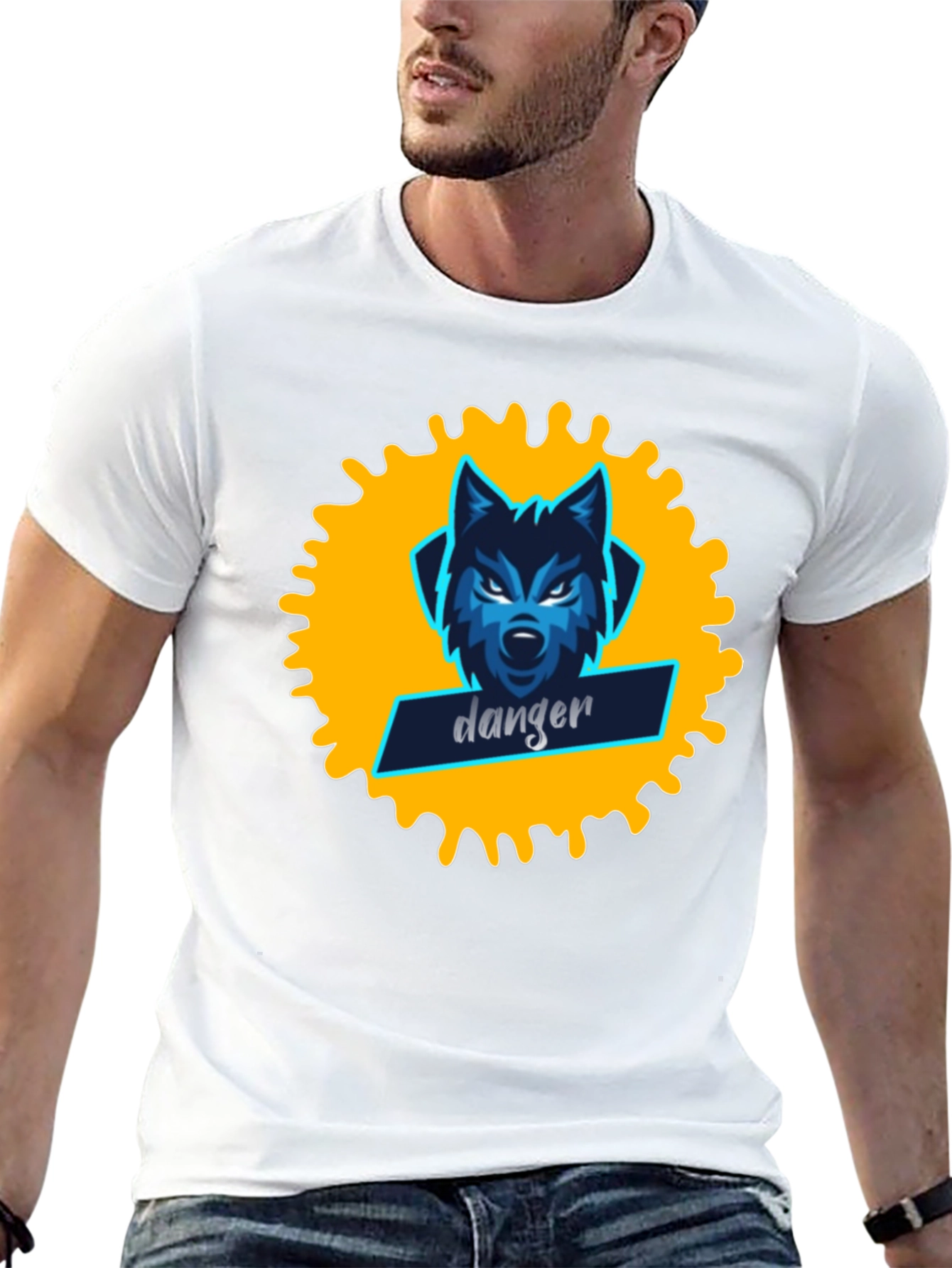 Danger Wolf Graphic Tee - Stylish Black T-Shirt