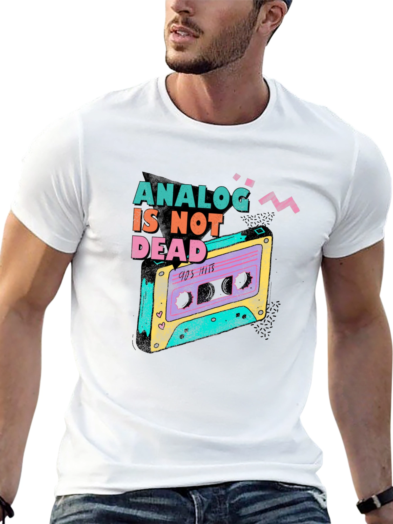 Retro Analog Is Not Dead Cassette Tape Graphic Tee