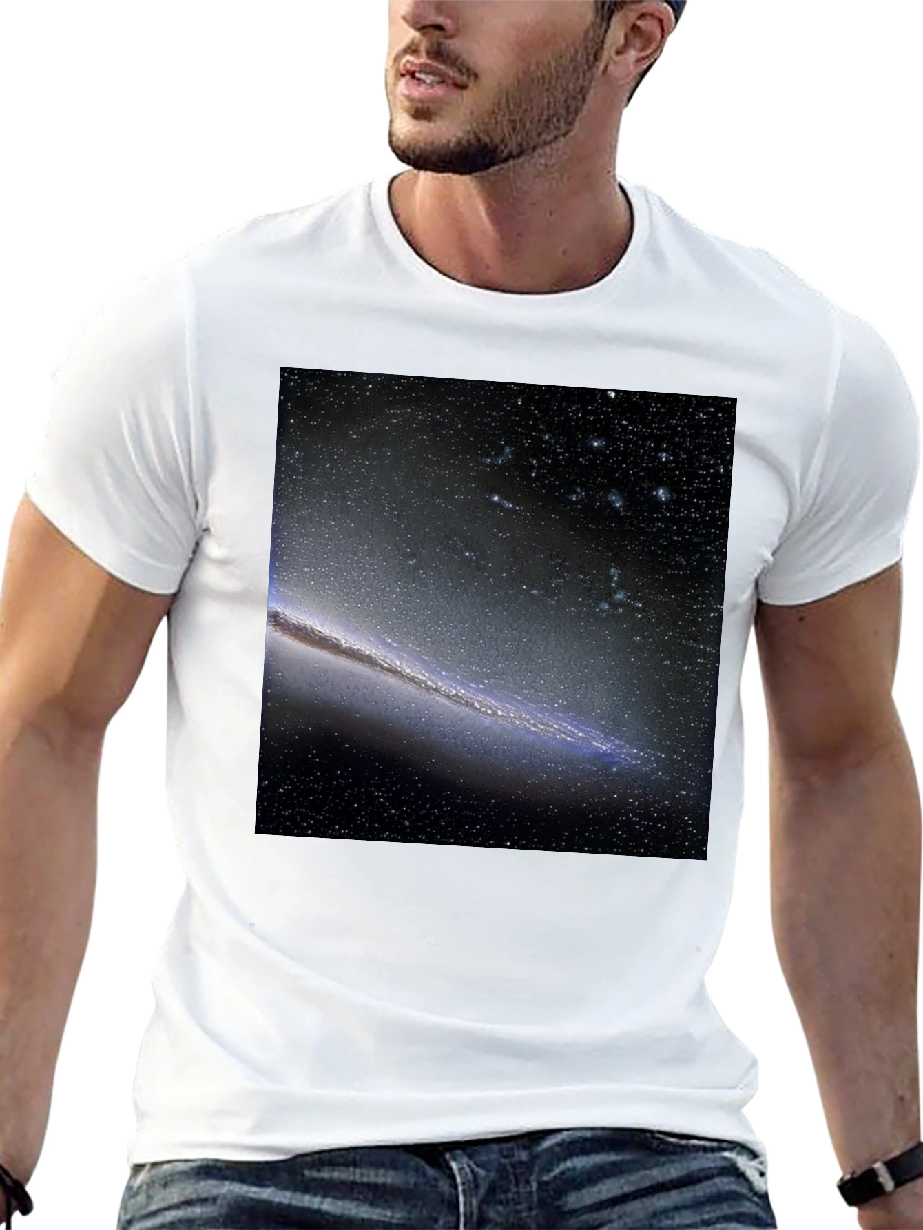 Galaxy Print Black T-Shirt - Cosmic Style
