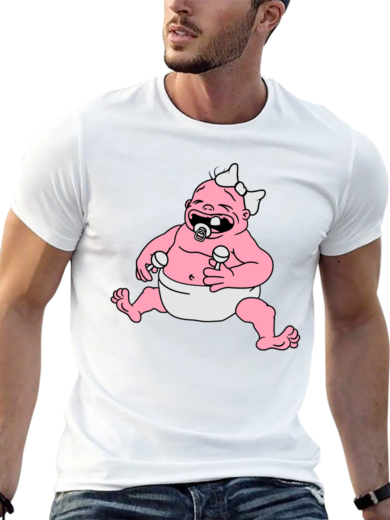 Cartoon Baby Graphic Black T-Shirt
