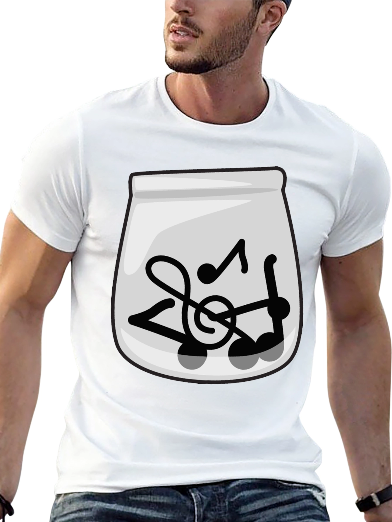 Musical Notes Graphic Tee - Trendy Black T-Shirt