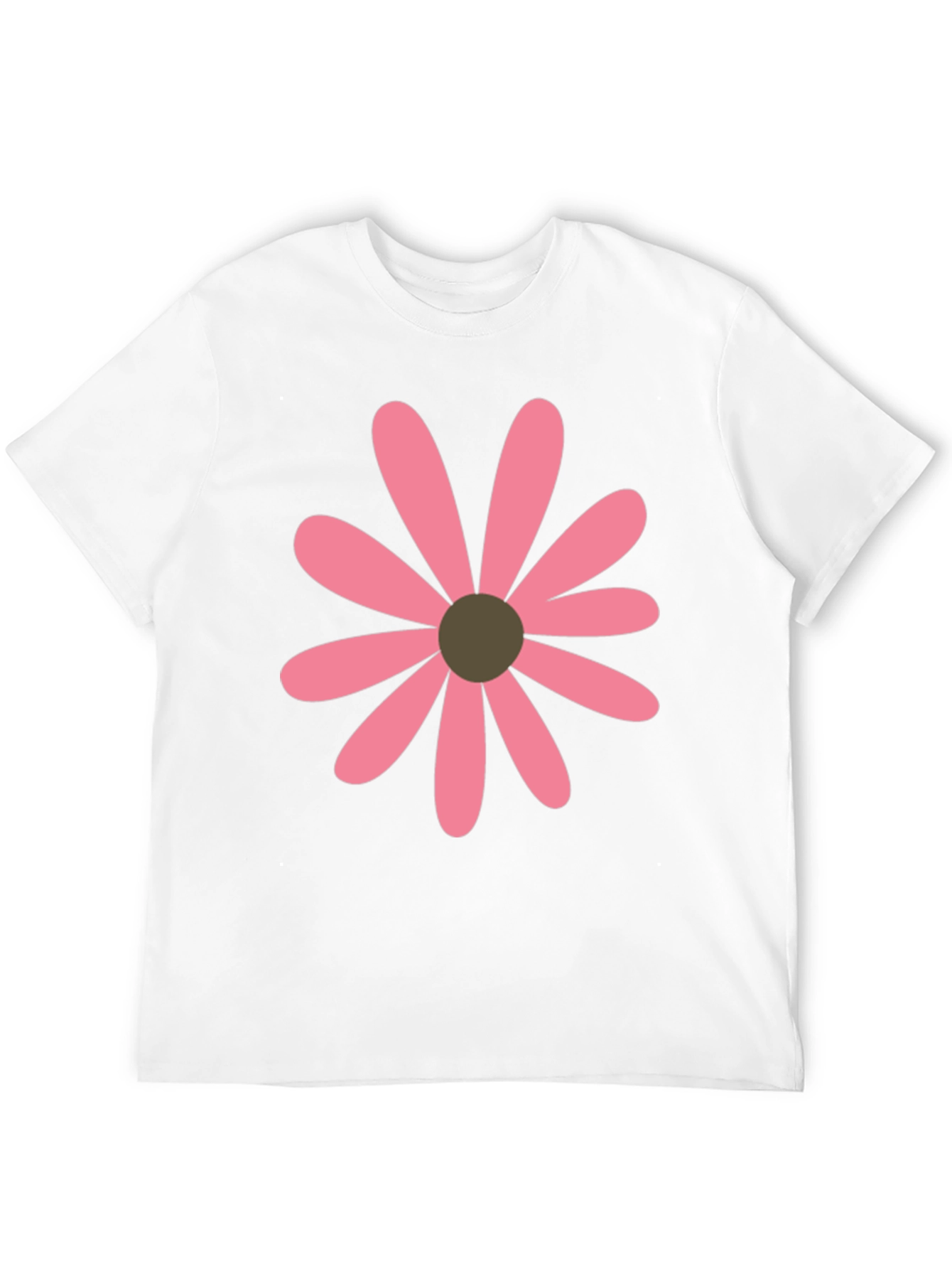 Pink Daisy Graphic Black T-Shirt