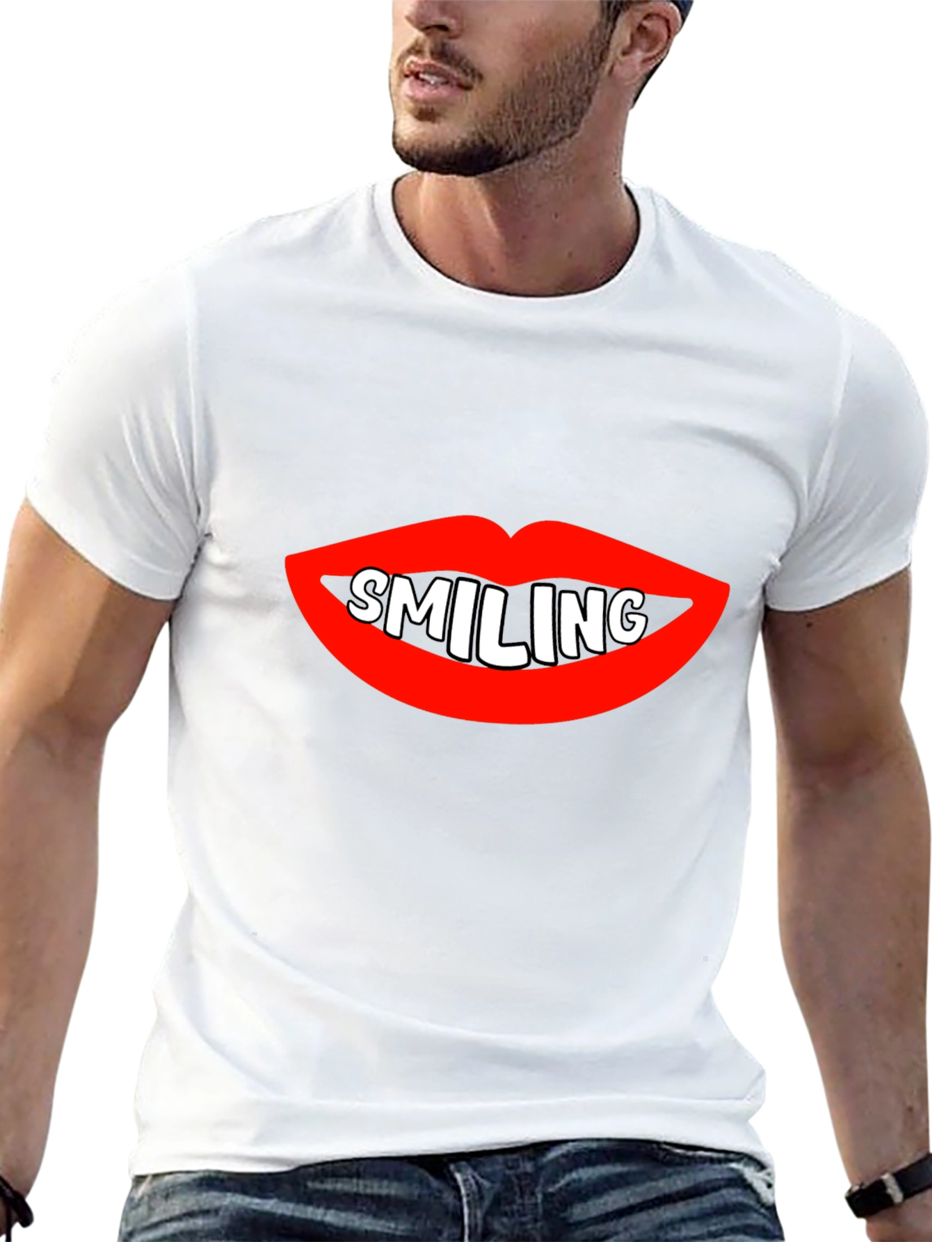 Smiling Lips Graphic Black T-Shirt