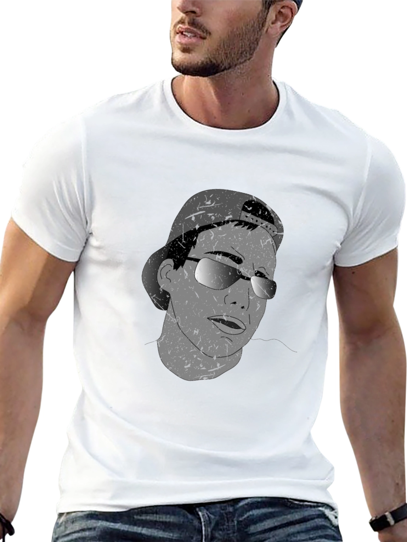 Cool Graphic Tee - Man in Cap & Sunglasses