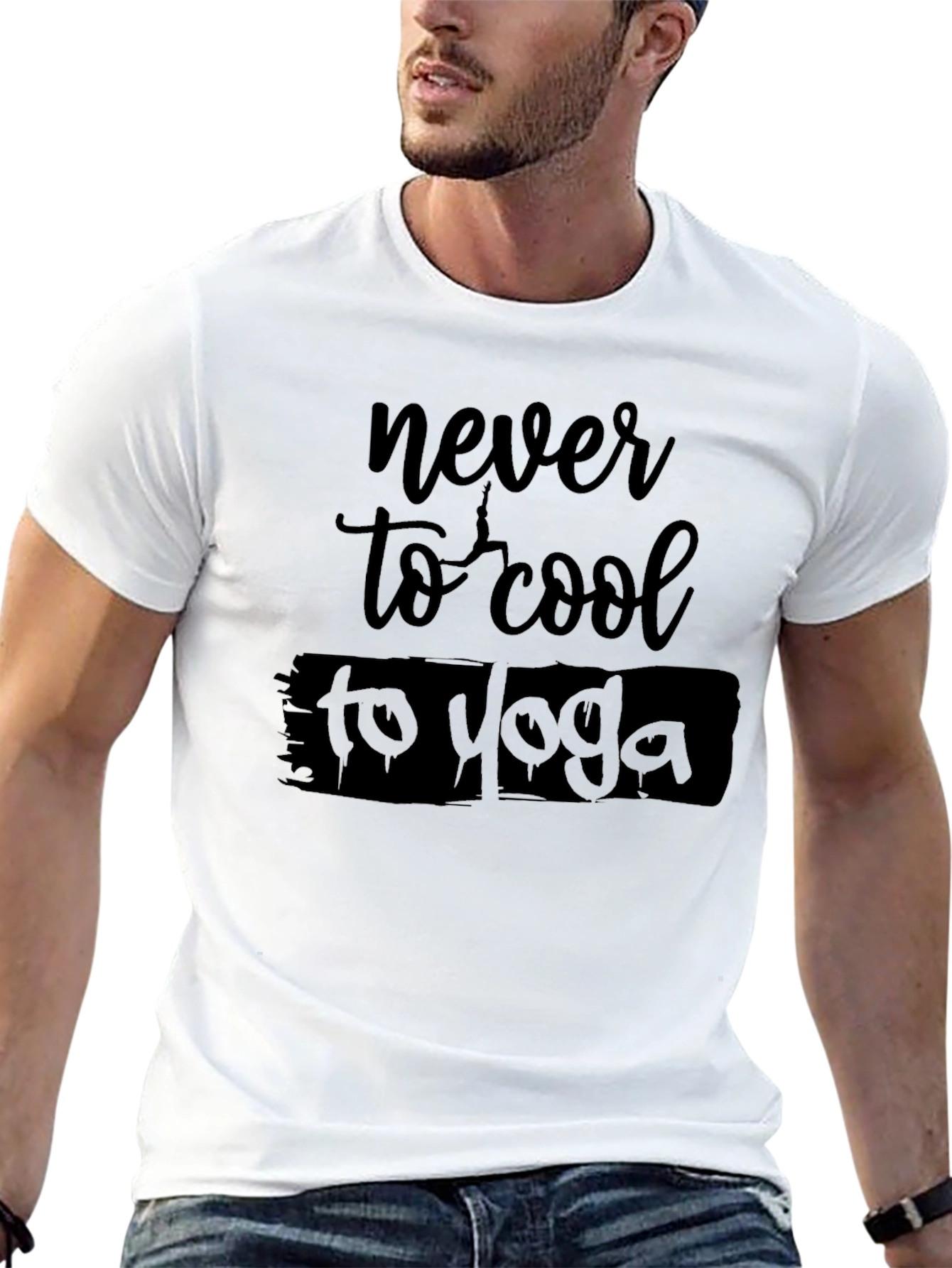 Never Too Cool Yoga Graphic Black T-Shirt