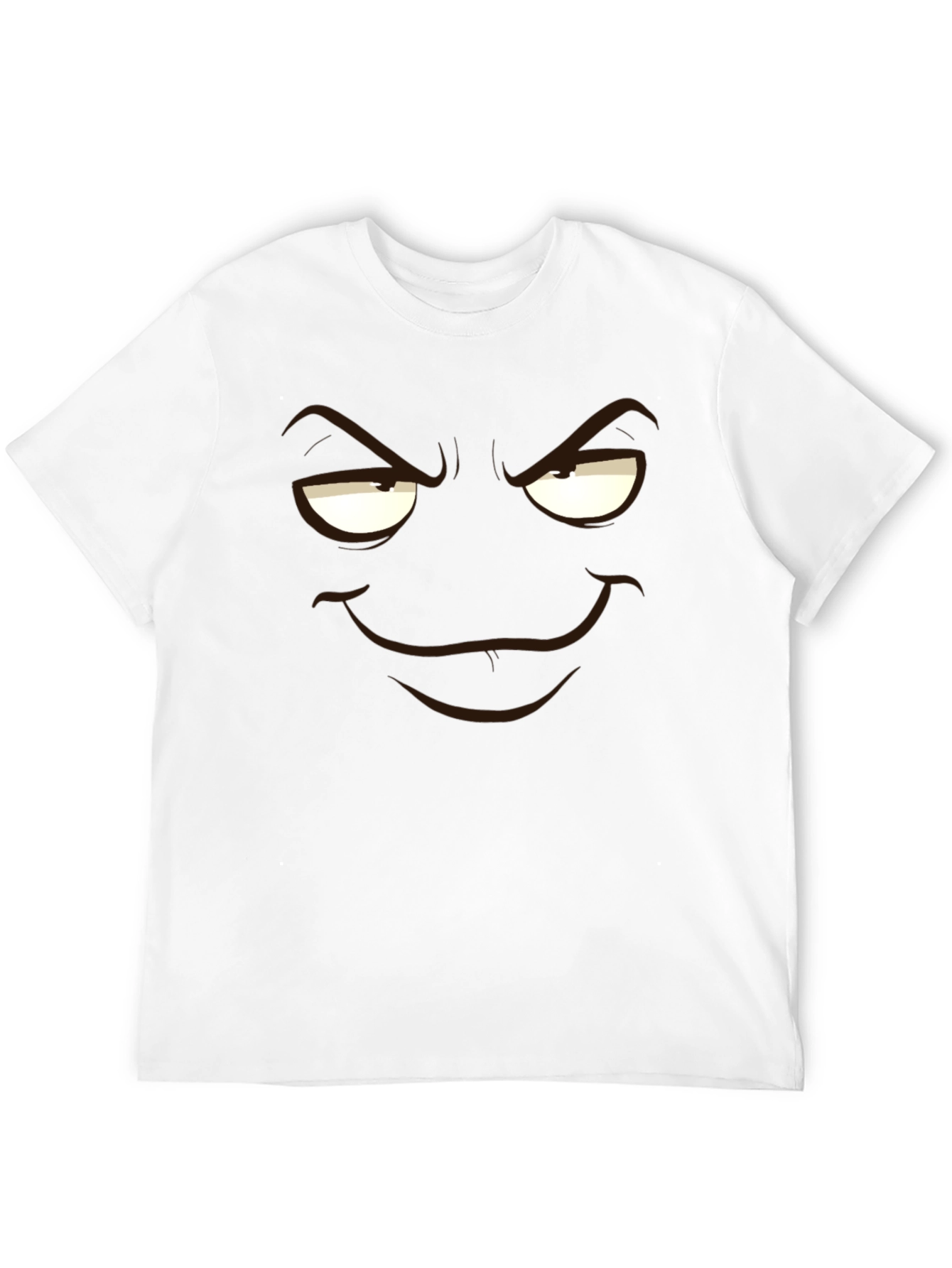 Mens Black T-Shirt with Cartoon Smirk Face