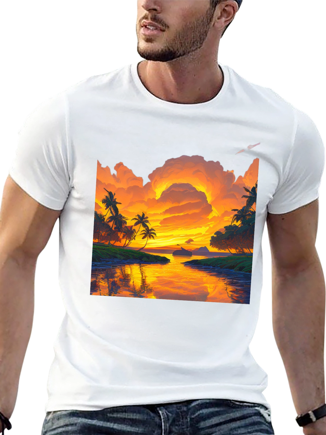 Sunset Paradise Graphic Tee - Tropical Island Vibes