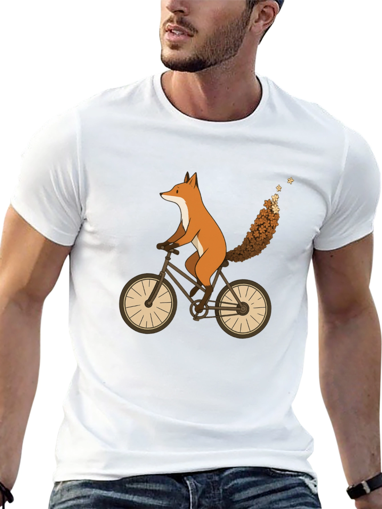 Fox on Bike Graphic Tee - Unique Animal Design