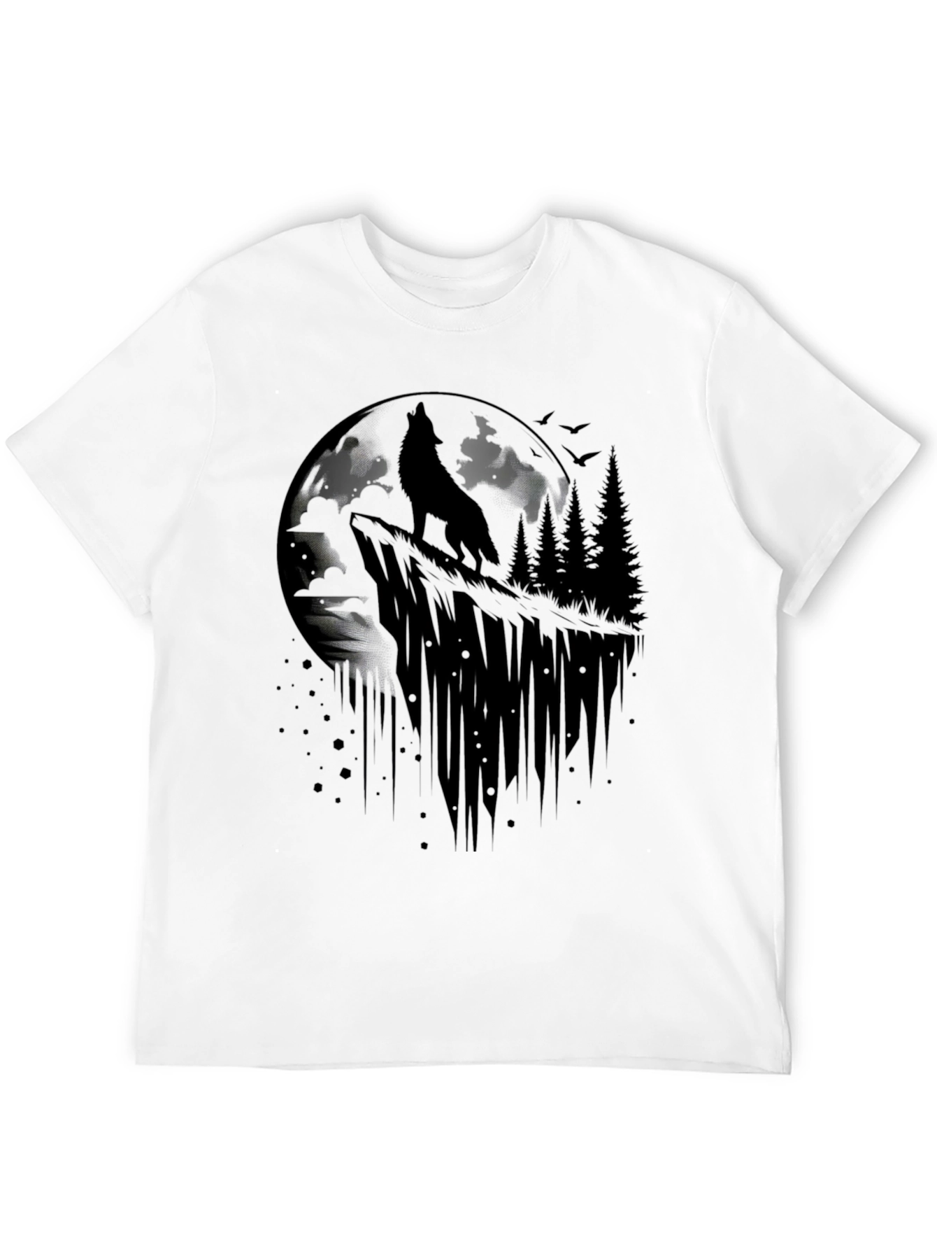 Wolf Moon Graphic Tee - Black Cotton T-Shirt