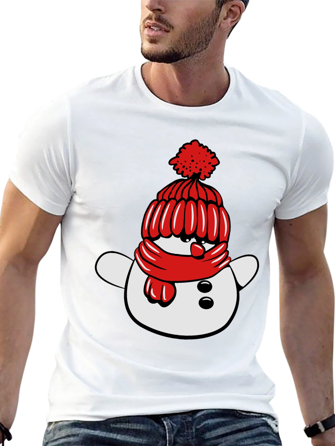 Festive Snowman Graphic Tee - Holiday Cheer