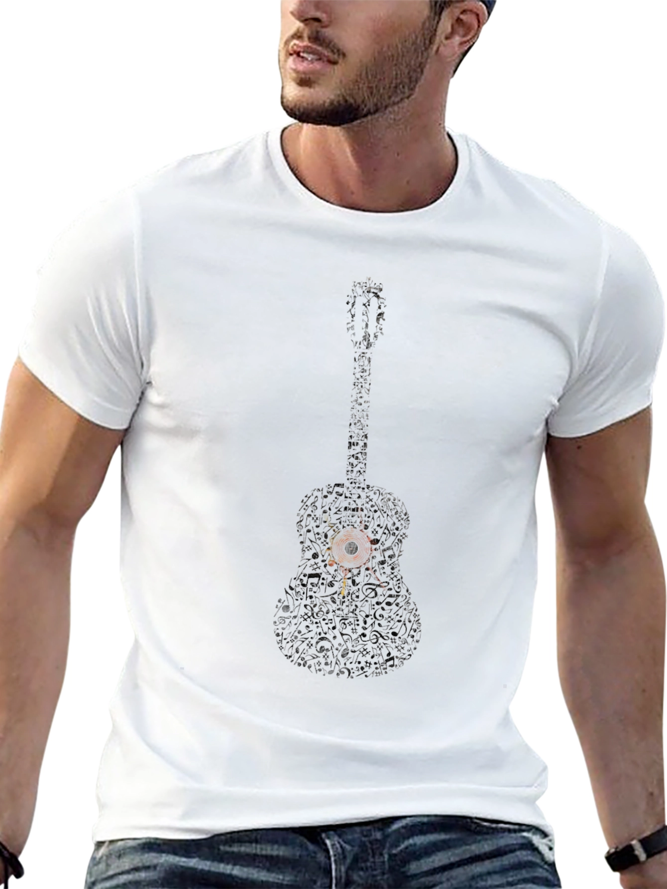 Distressed Guitar Graphic Black T-Shirt