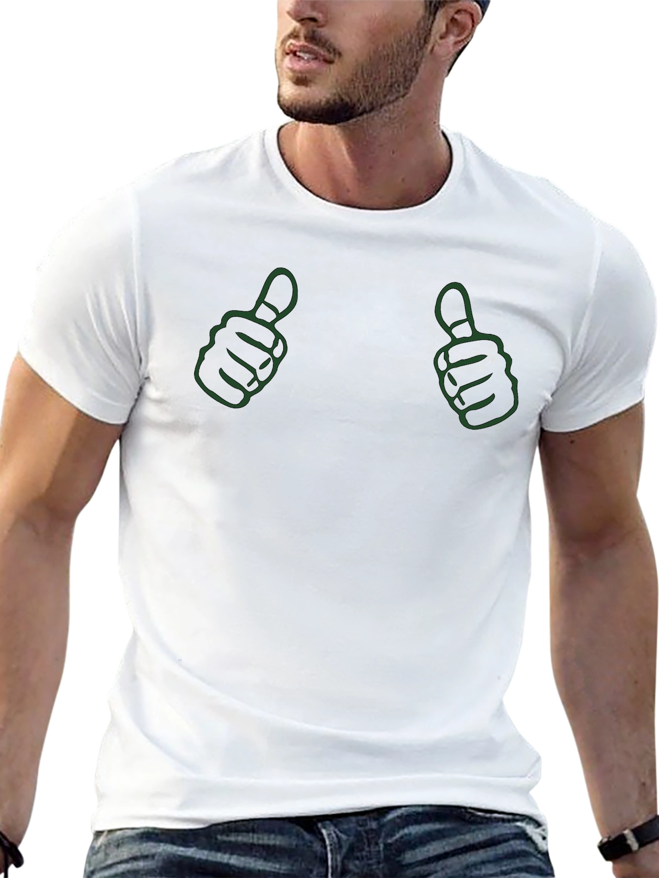 Thumbs Up Graphic Tee - Black Cotton Comfort
