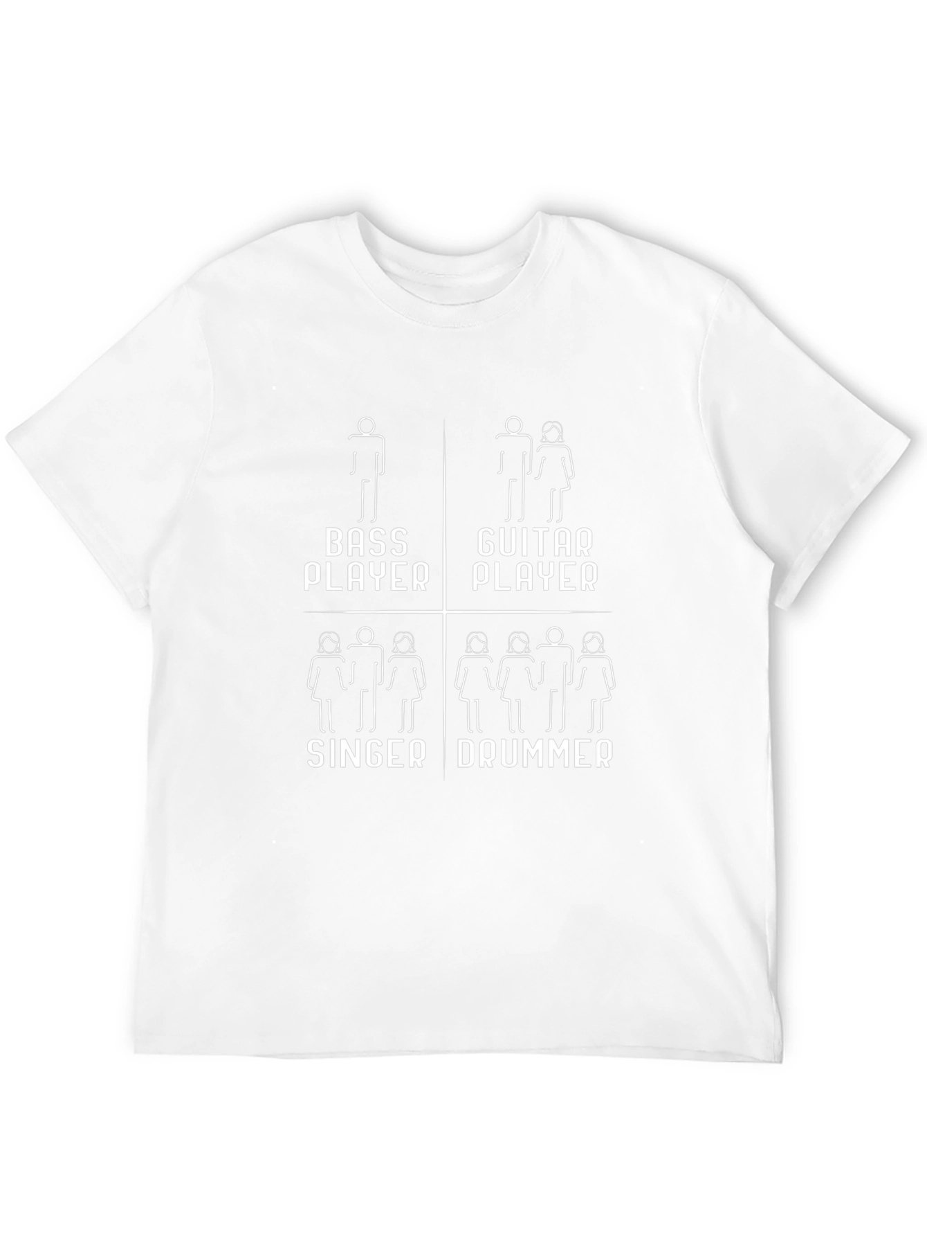 Band Lineup Graphic T-Shirt - Bass Guitar Singer Drummer