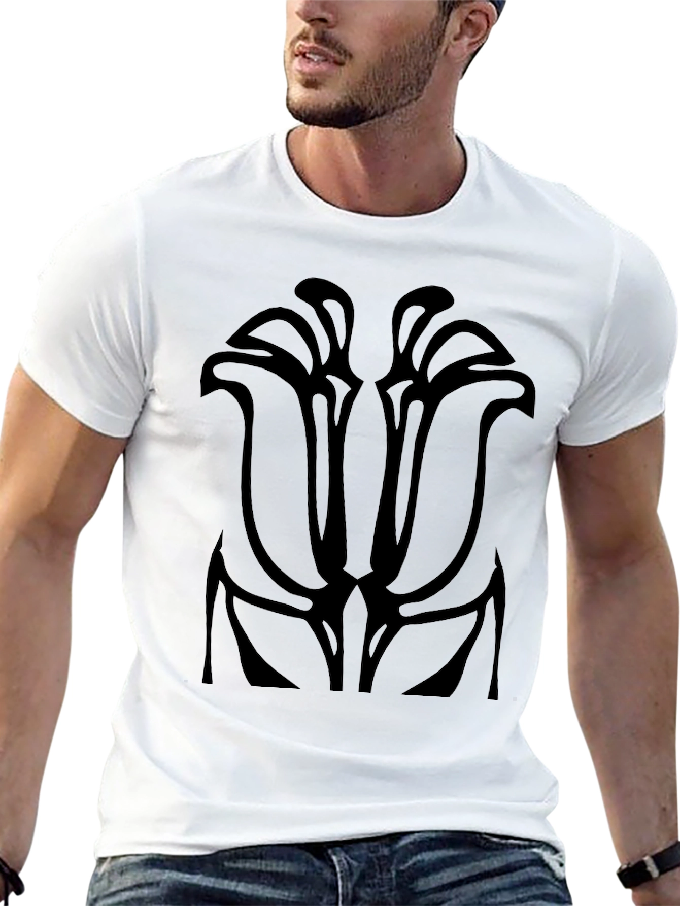 Abstract Floral Graphic Black T-Shirt